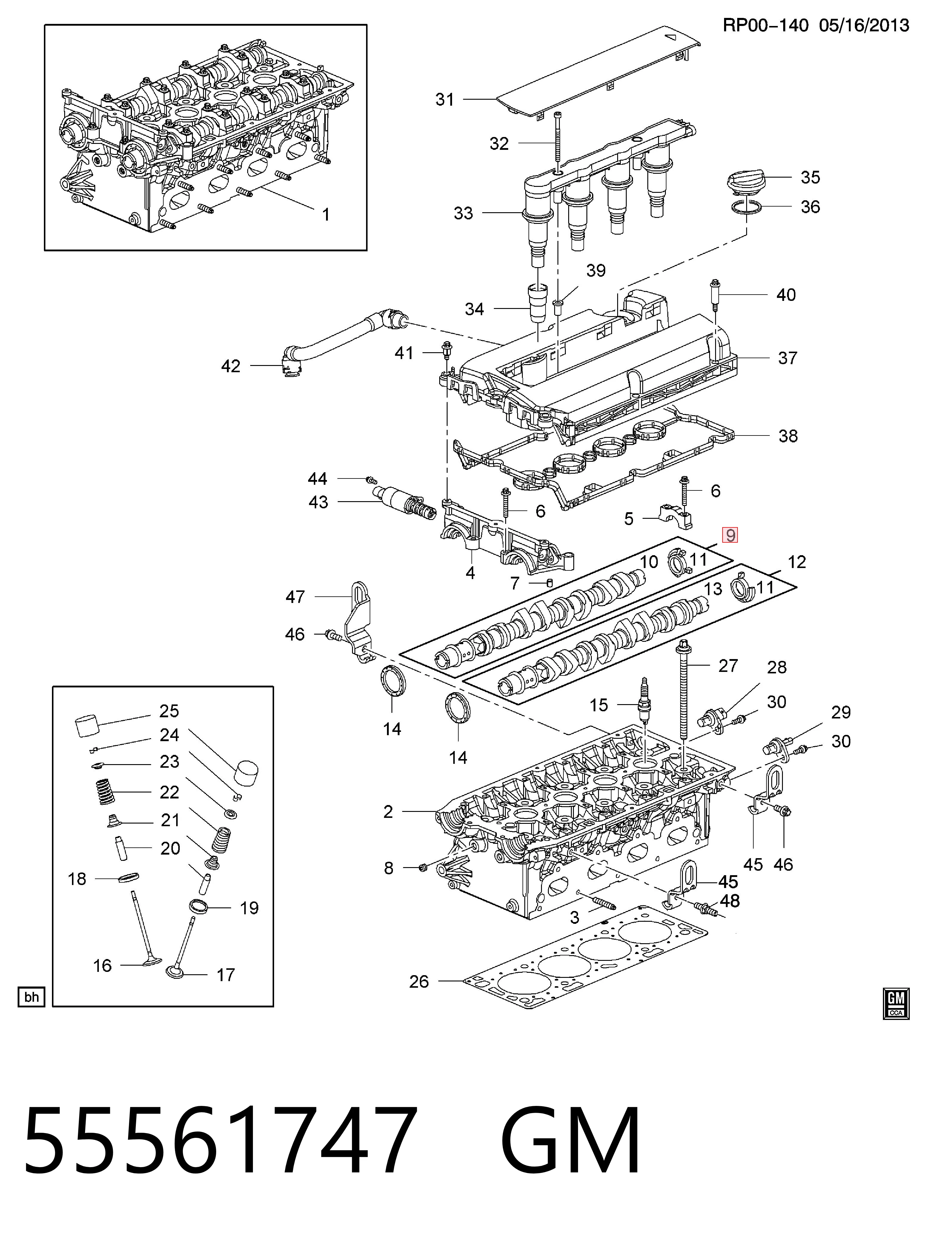 55561747 General Motors Árvore distribuidora de motor de admissão