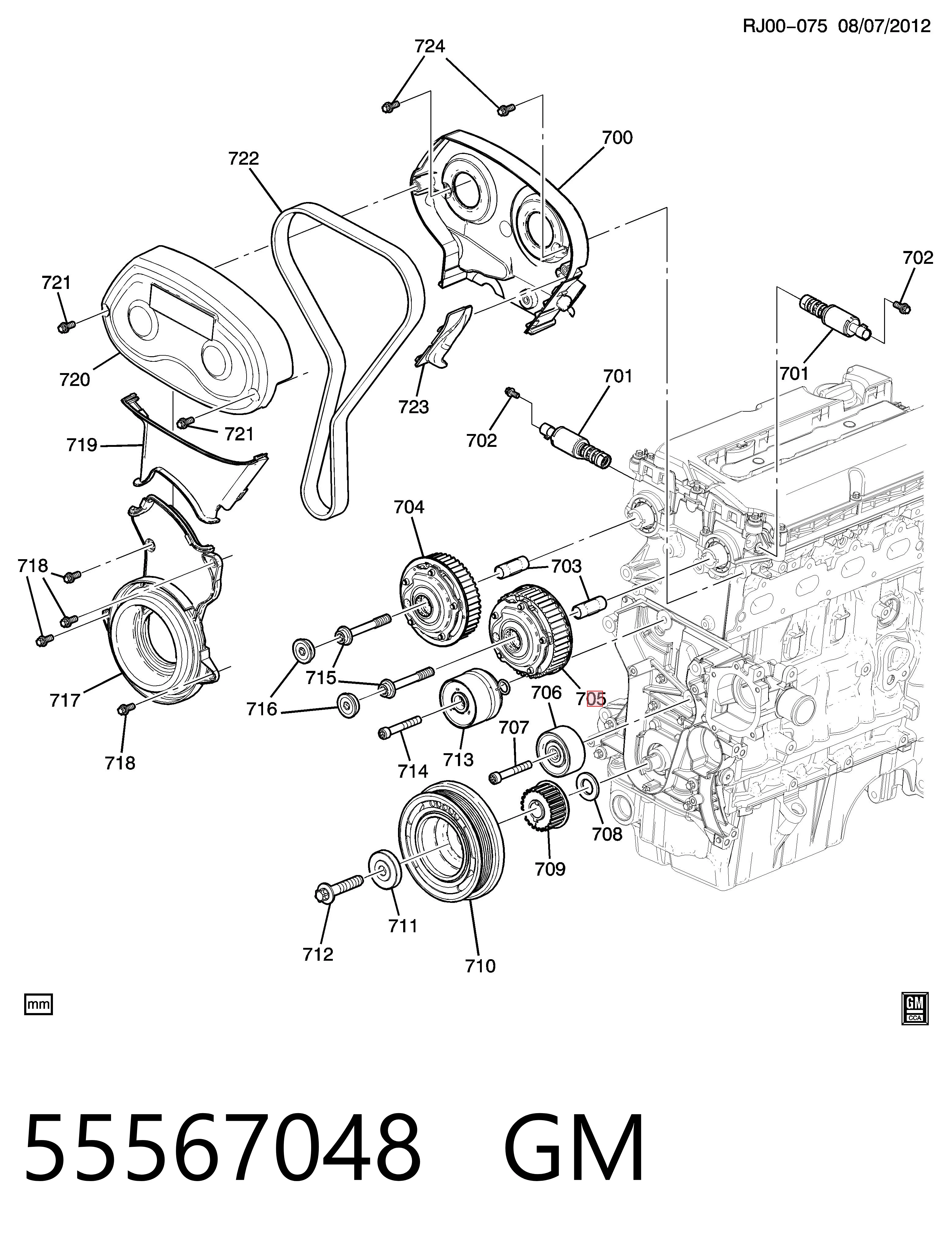55567048 General Motors Engrenagem de cadeia de roda dentada da árvore distribuidora de escape de motor
