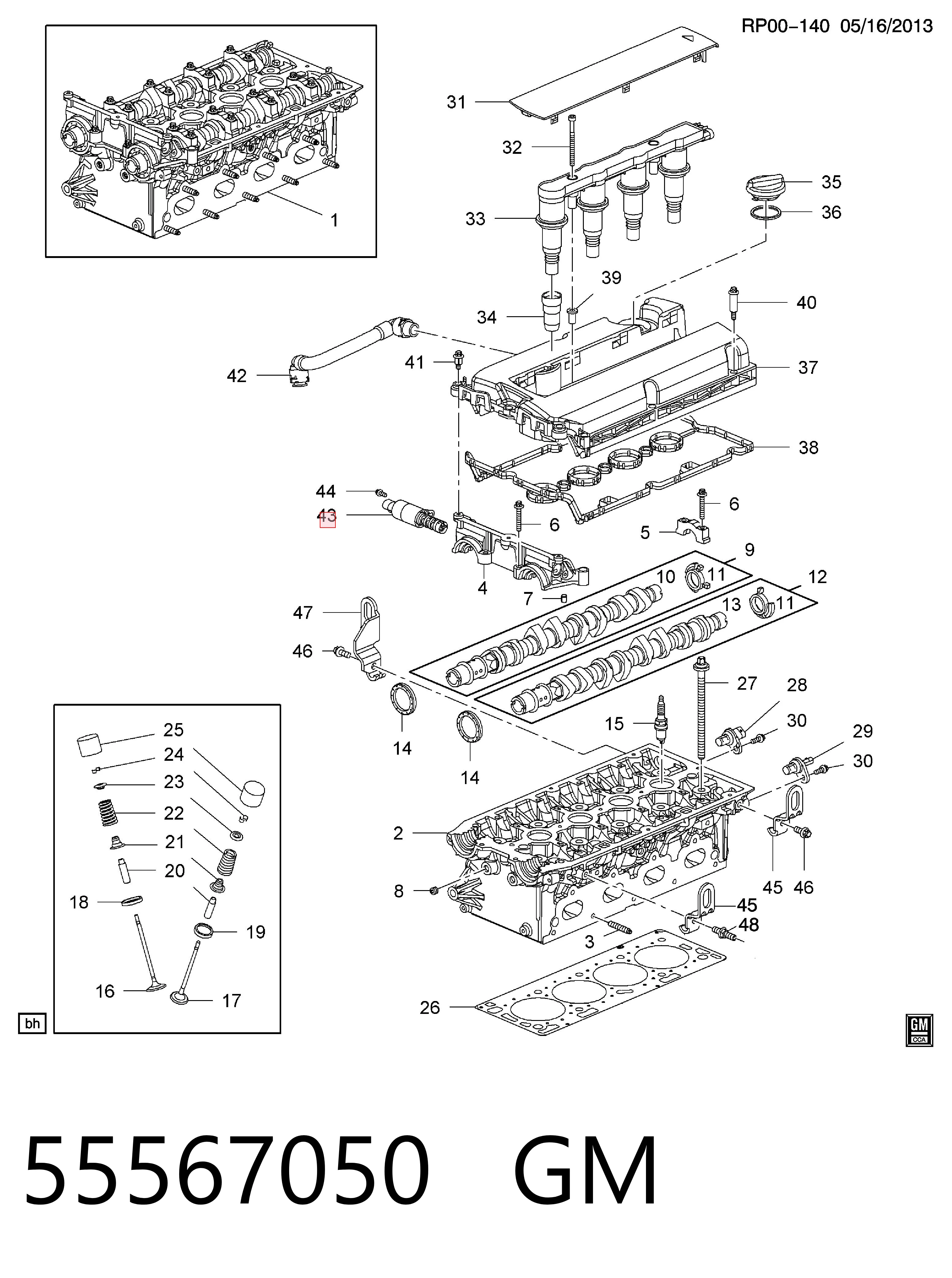 55567050 General Motors Válvula eletromagnética de posição (de fases) da árvore distribuidora