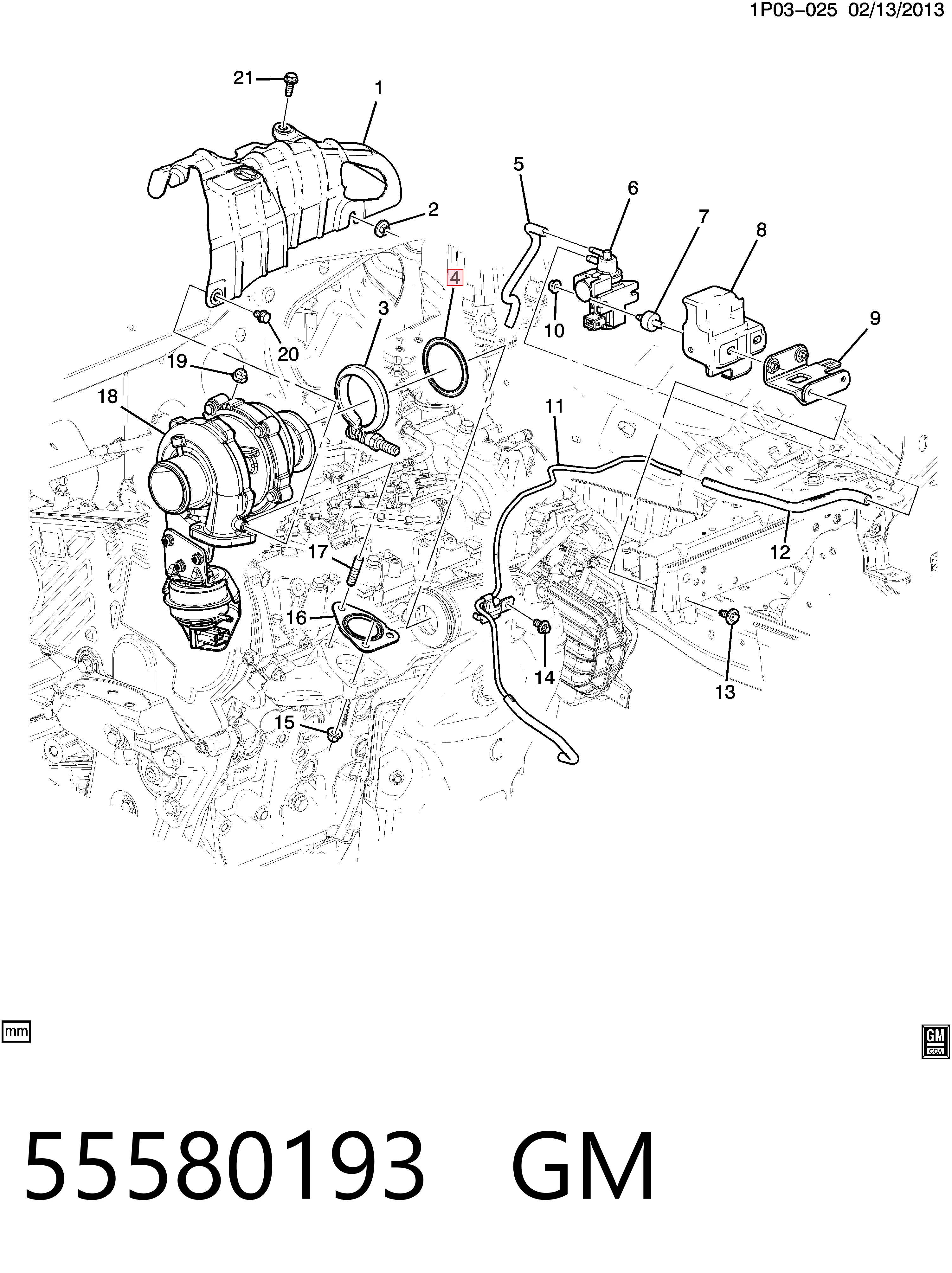 55580193 General Motors Vedante dianteiro de catalisador