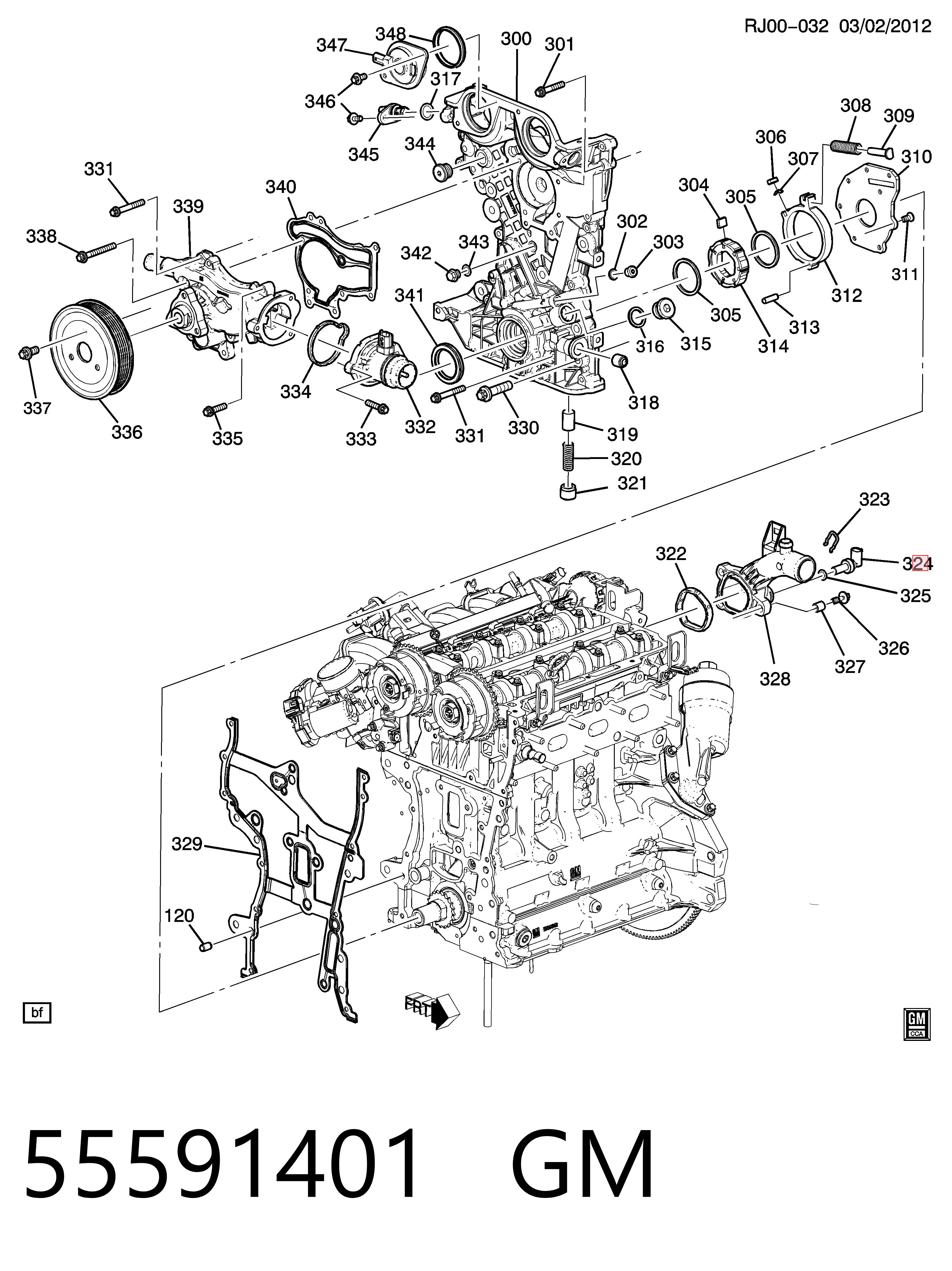 55591401 General Motors Sensor de temperatura do fluido de esfriamento