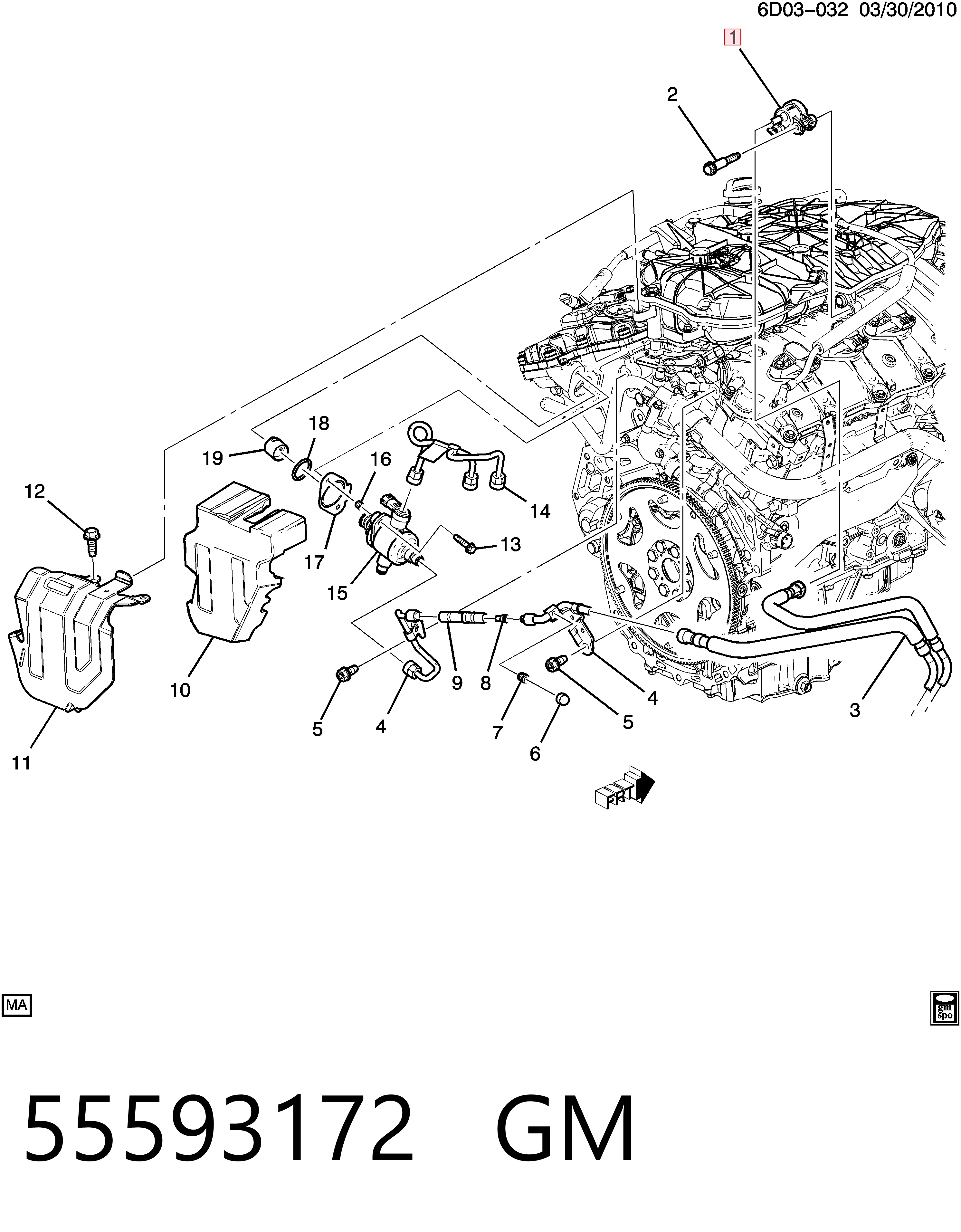 55593172 General Motors Válvula de ventilação dos gases do tanque de combustível