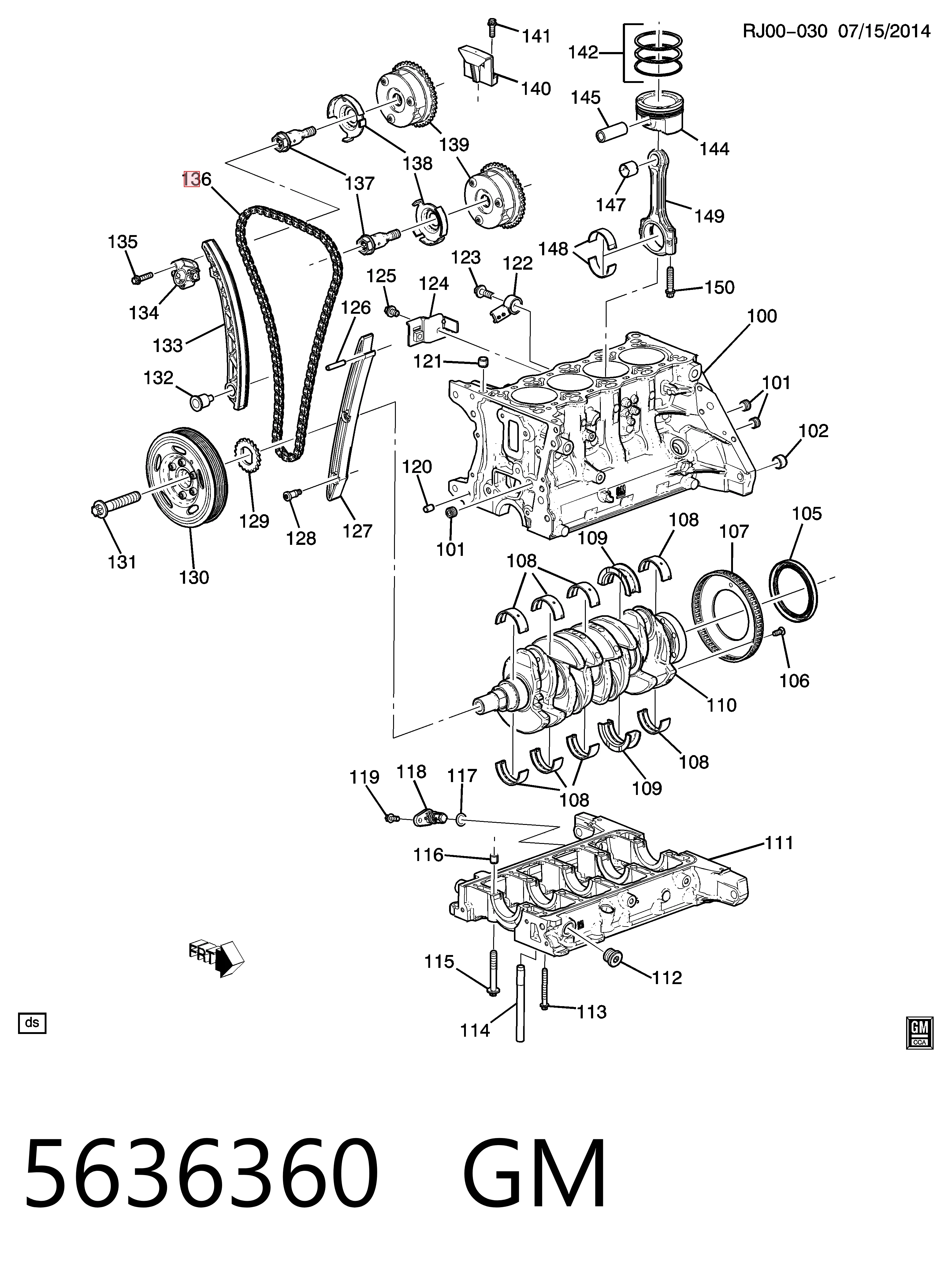 Cadeia do mecanismo de distribuição de gás Opel Astra G F69