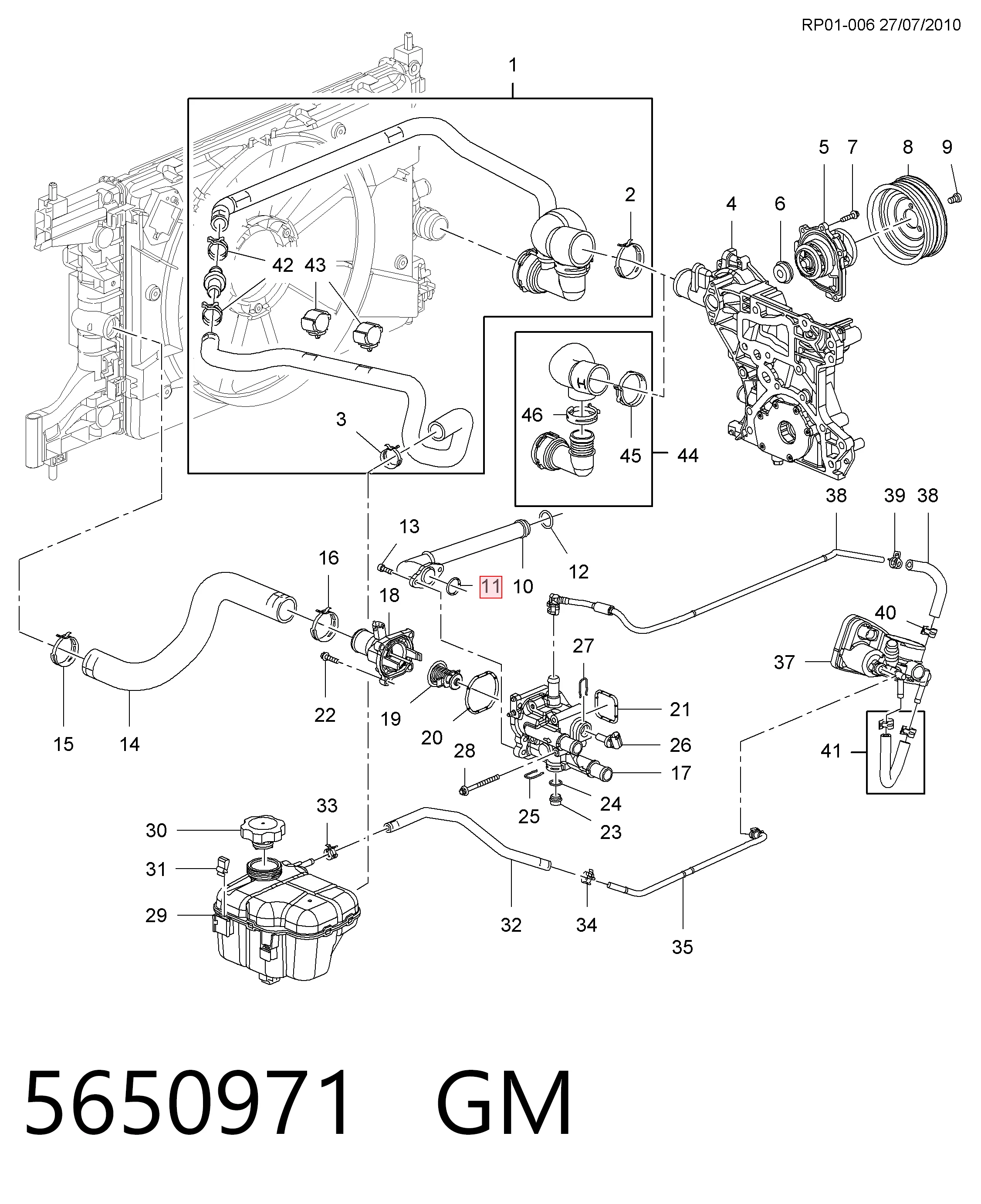 55354068 Peugeot/Citroen Vedante do conduto de óleo de refrigerador superior