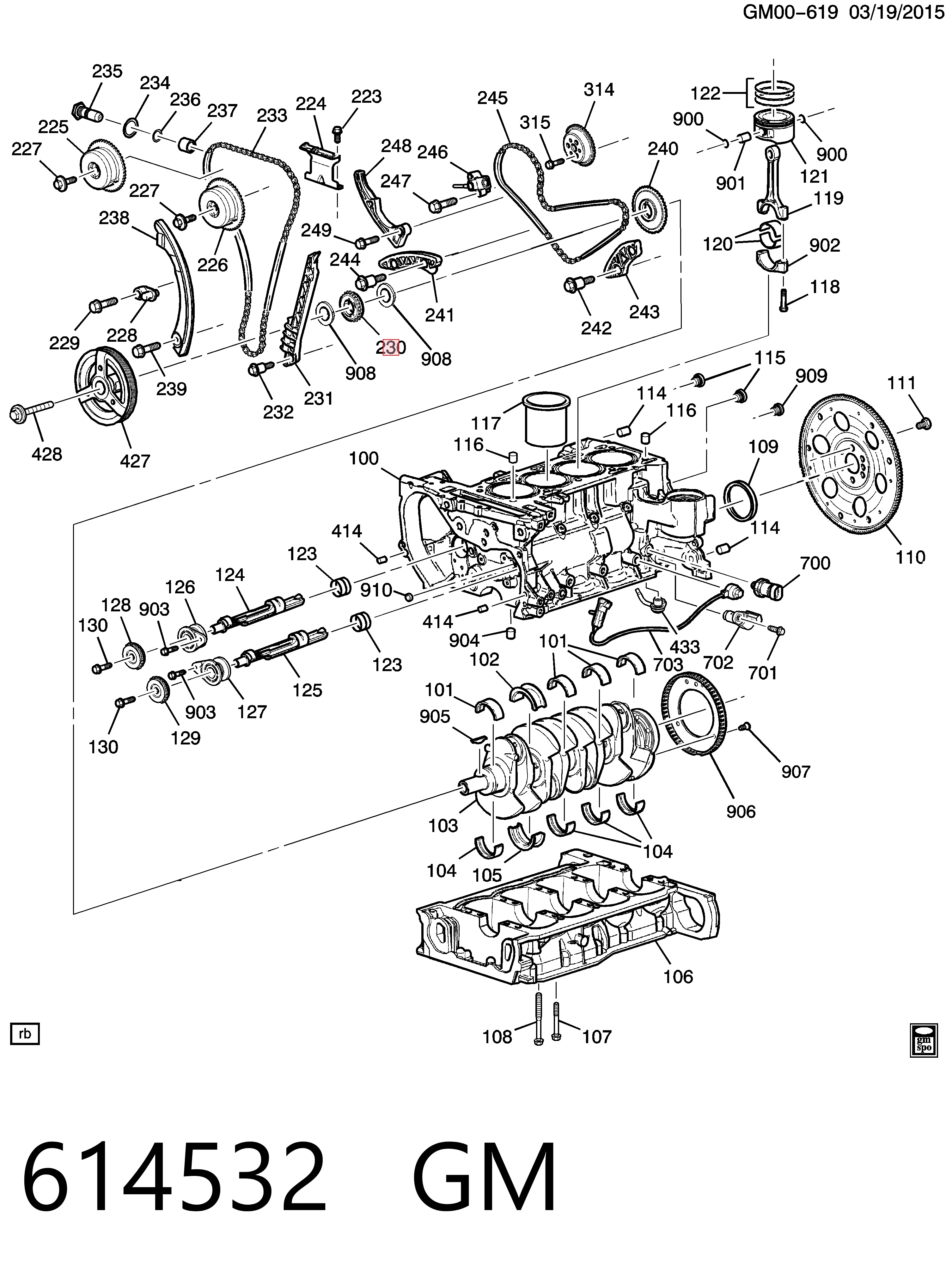 Engrenagem de cadeia da roda dentada de acionamento de cambota de motor Alfa Romeo 159  939