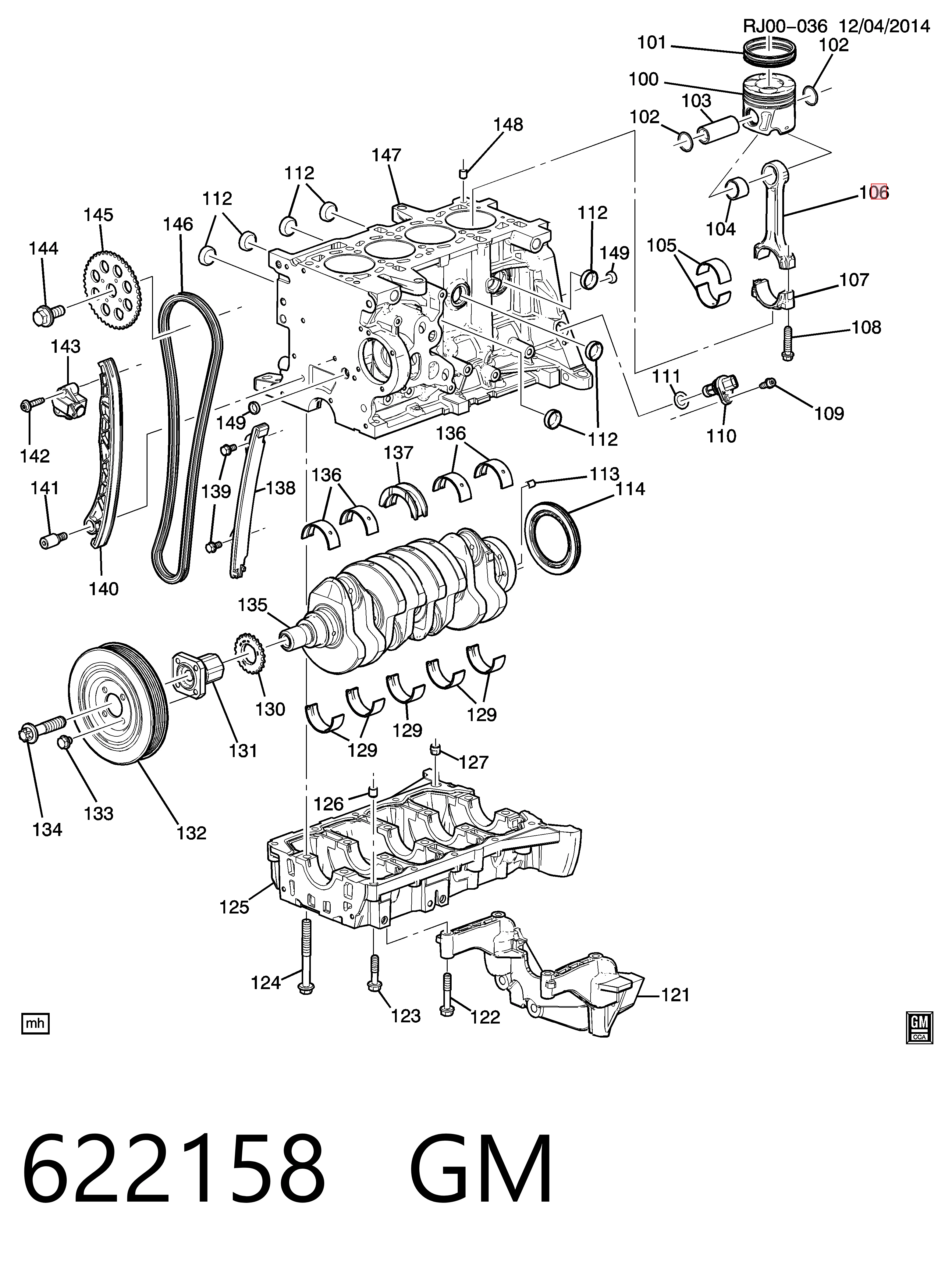 Biela de pistão de motor Engitech ENT072021