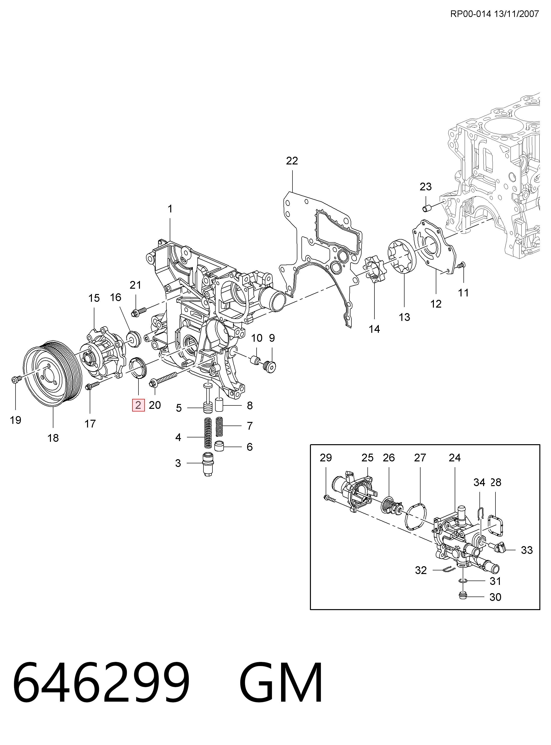 Vedação dianteira de cambota de motor P7740901 Glaser
