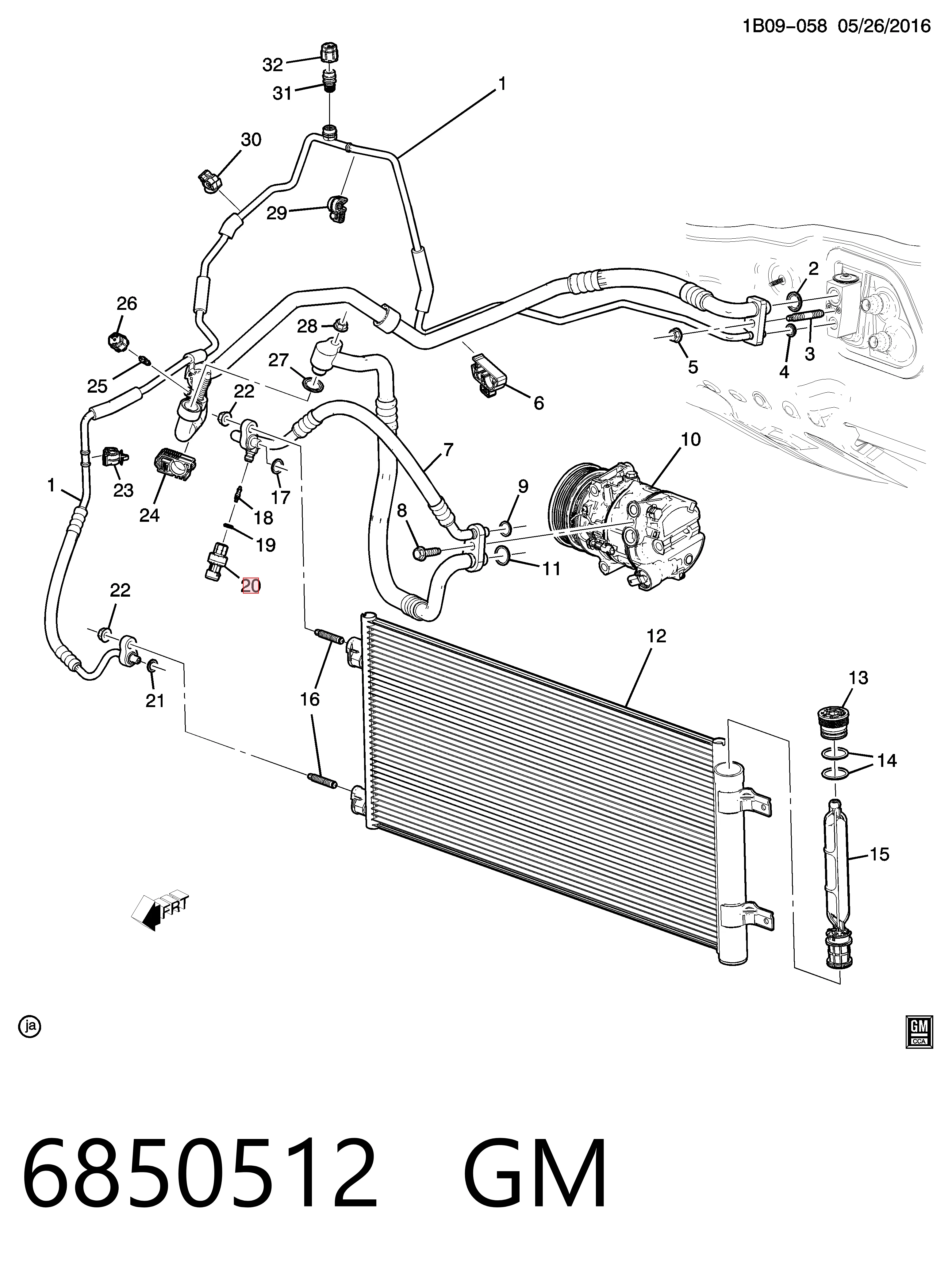  Sensor de pressão absoluta de aparelho de ar condicionado Opel Vectra B sedan (36) (1995 - 2002) B
