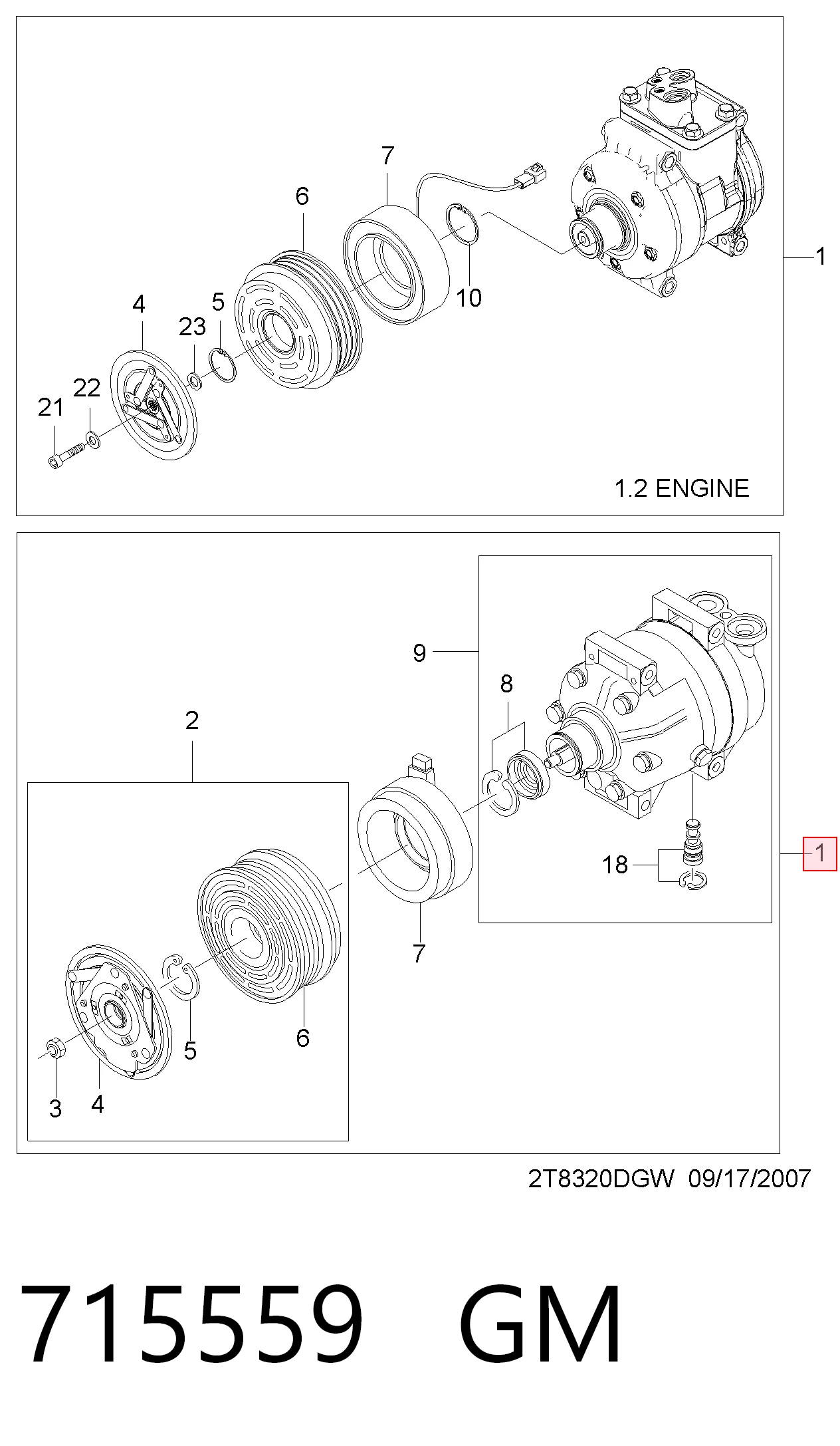 715559 Opel Compressor de aparelho de ar condicionado