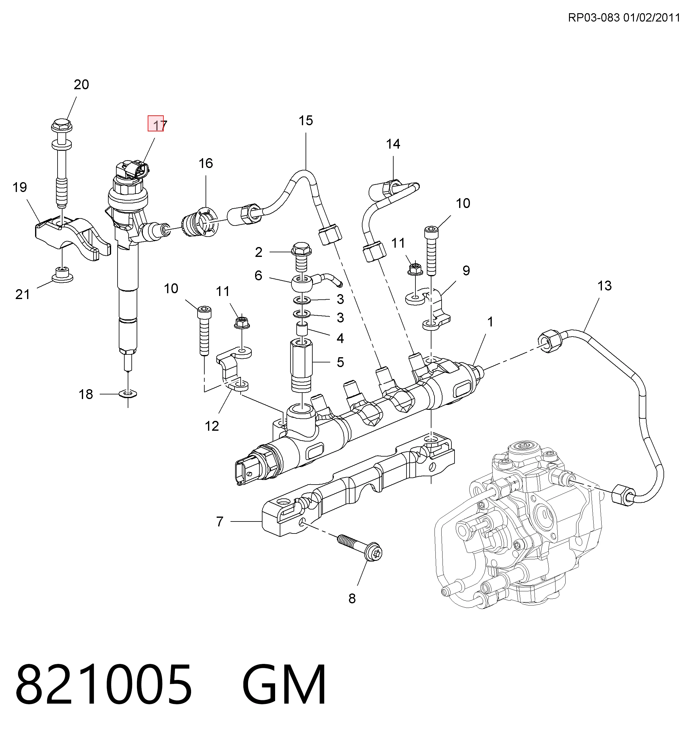 821005 General Motors Injetor de injeção de combustível