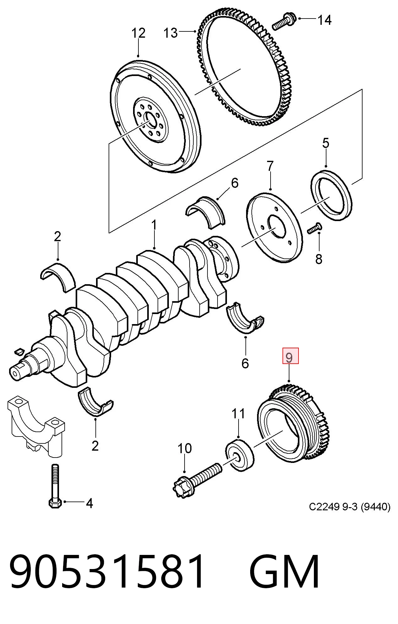  Polia de cambota Opel Astra F hatchback (53, 54, 58, 59) (1991 - 1998) F