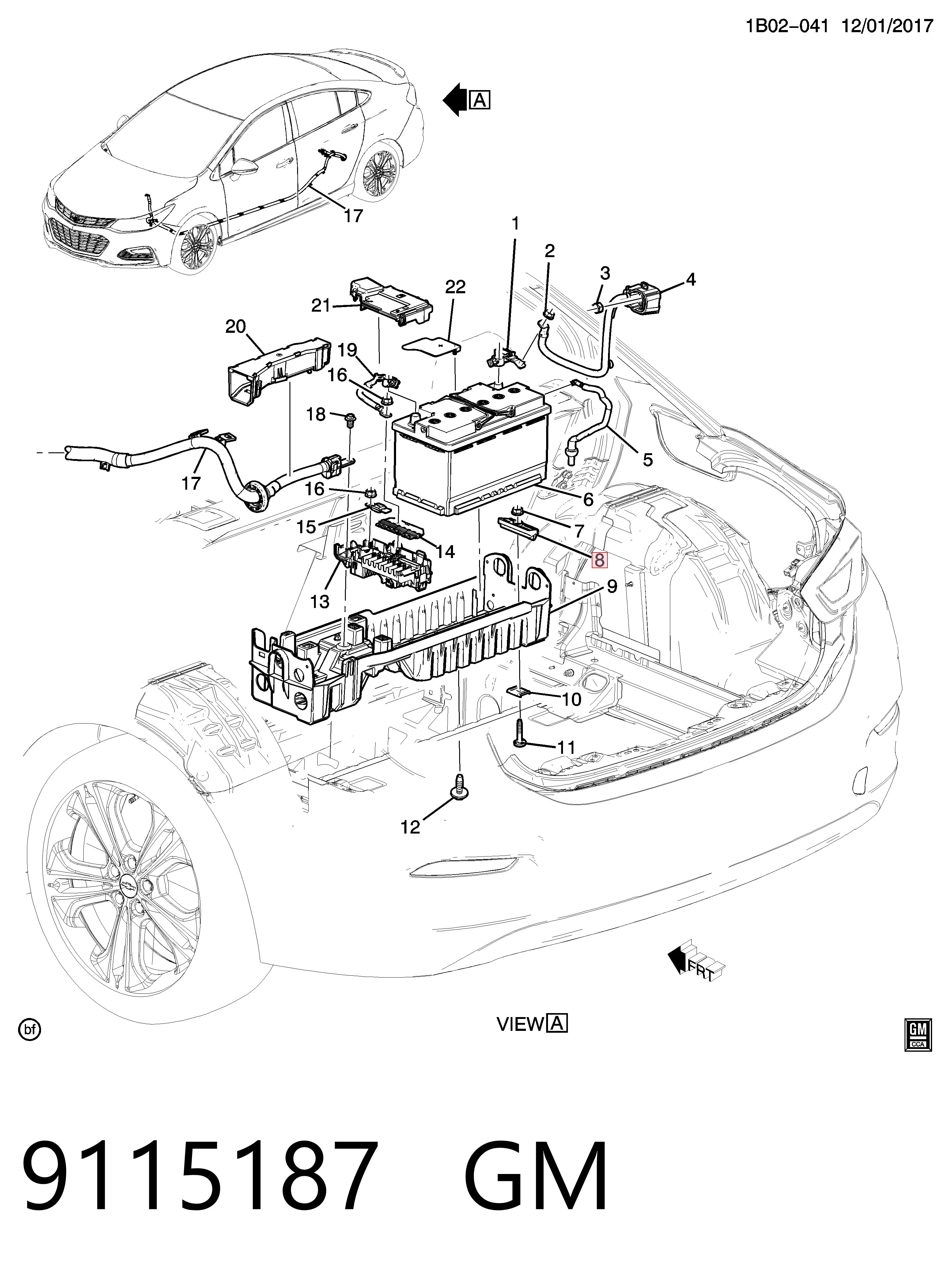 9115187 General Motors Fixação (suporte) de bateria recarregável
