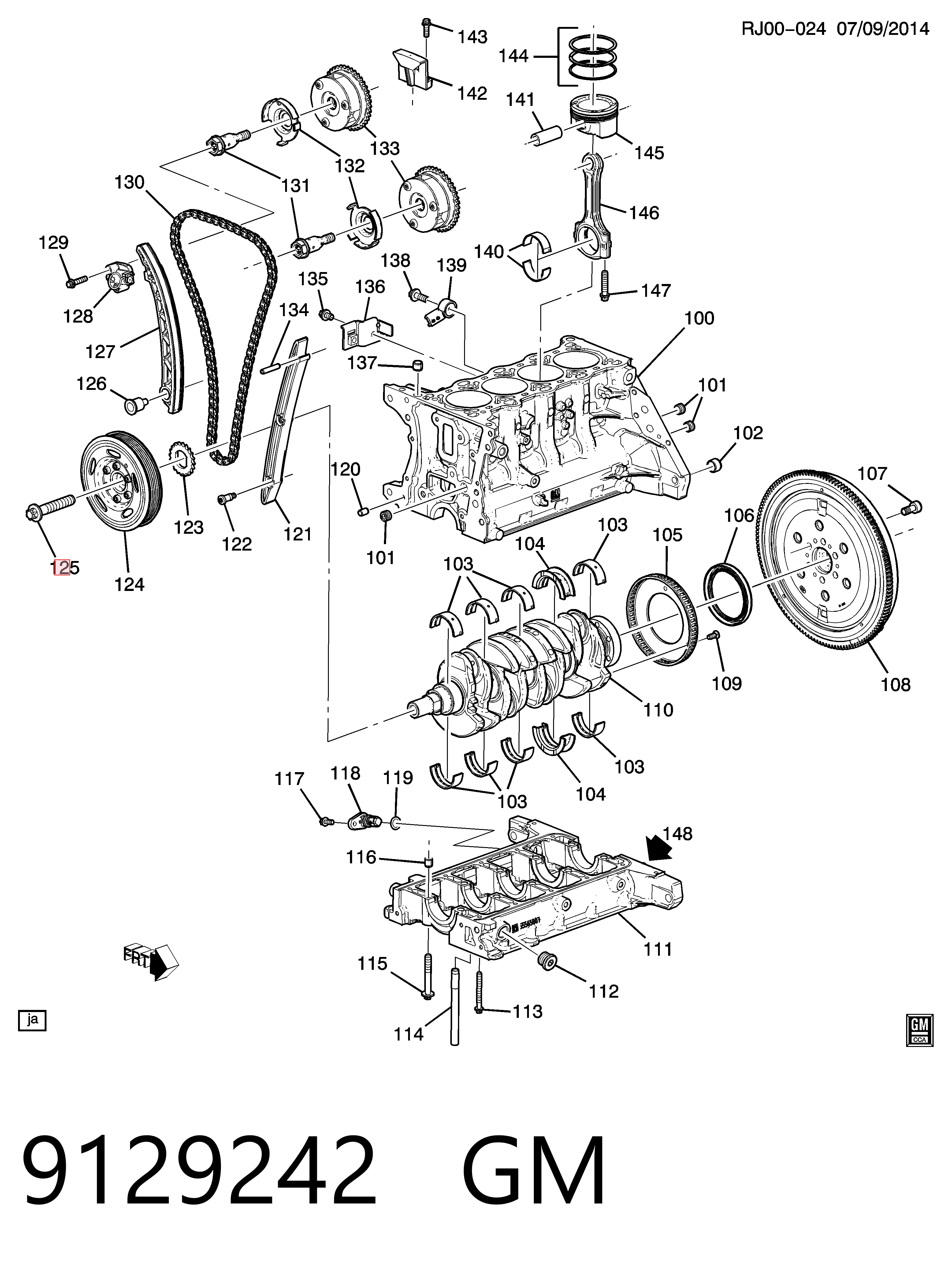 9129242 General Motors Parafuso da polia de cambota