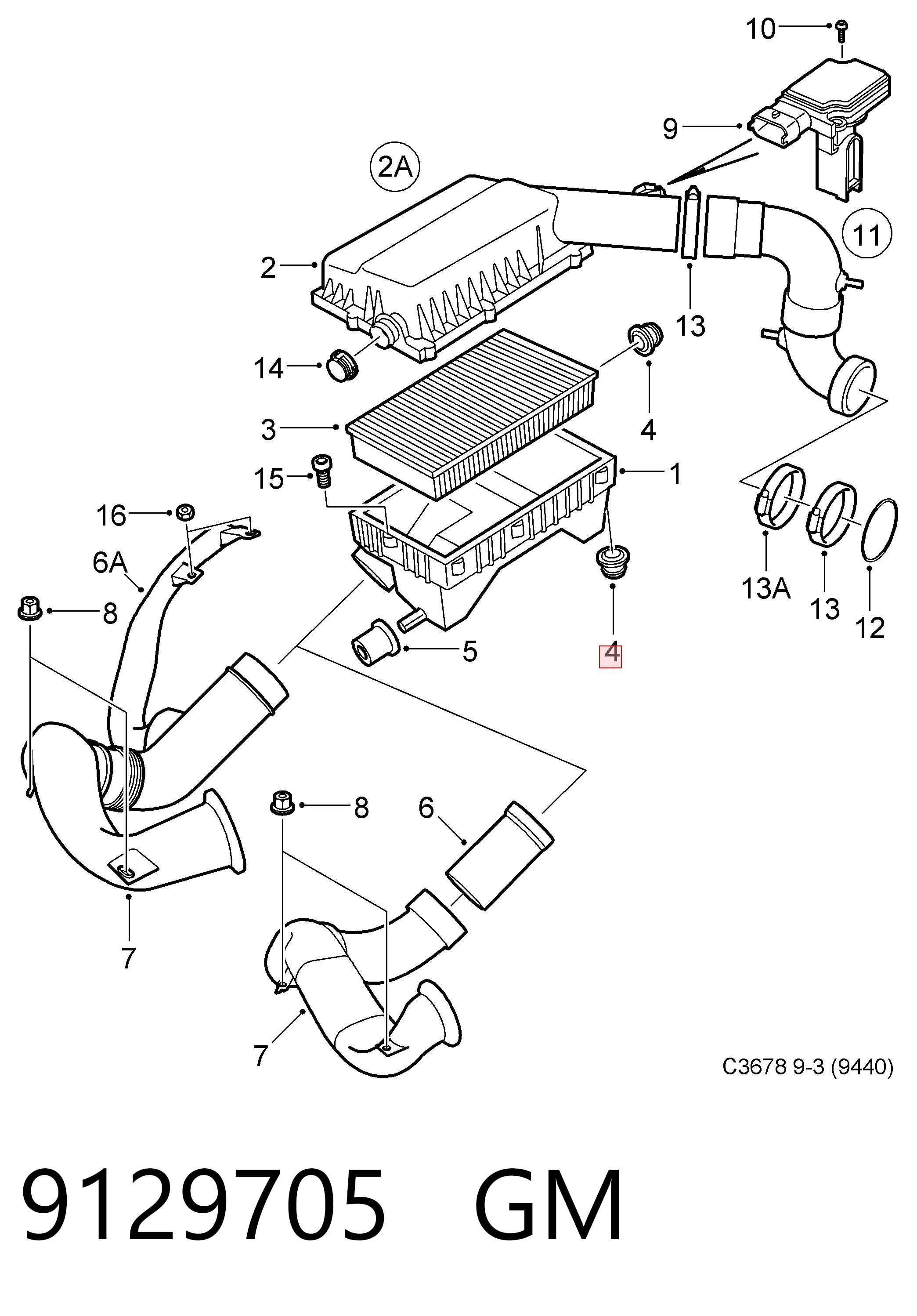 9129705 General Motors Coxim de caixa de filtro de ar