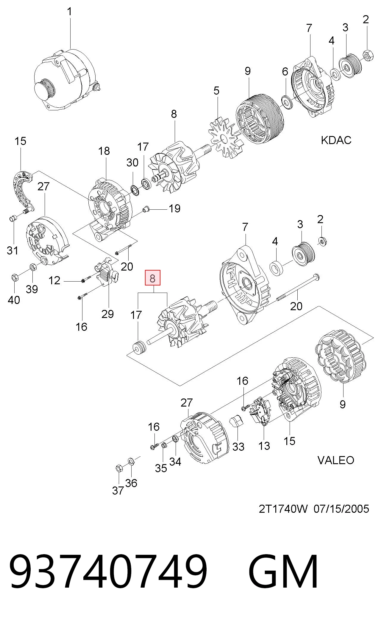 Induzido (rotor) do gerador Chevrolet Aveo T250, T255 ao melhor preço