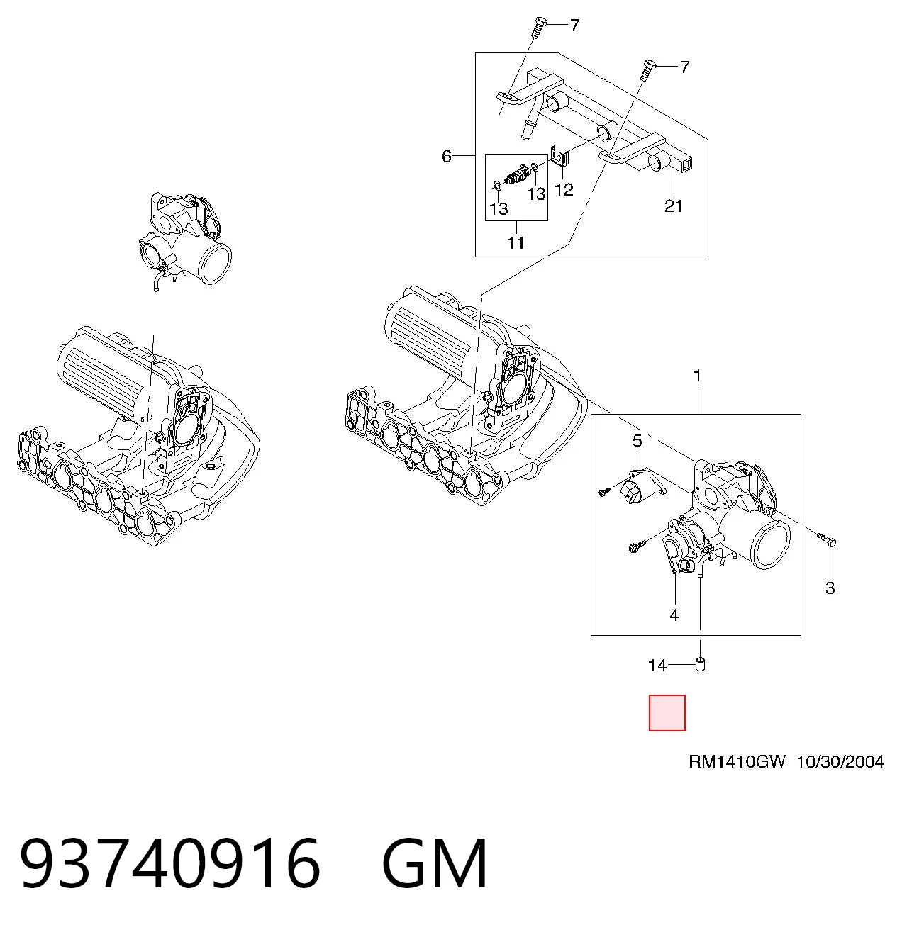 93740916 General Motors Sensor de posição da válvula de borboleta (potenciômetro)