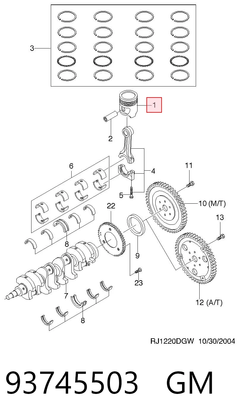 93740515 Hyundai/Kia Pistão do kit para 1 cilindro, 2ª reparação ( + 0,50)