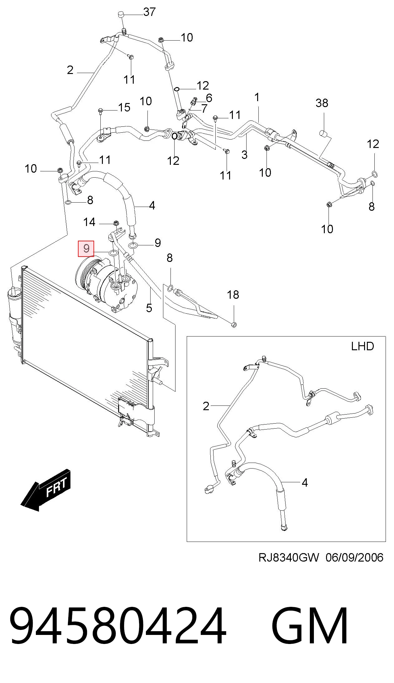 Compre 94525304 Peugeot/Citroen Vedante anular de mangueira do compressor de injeção