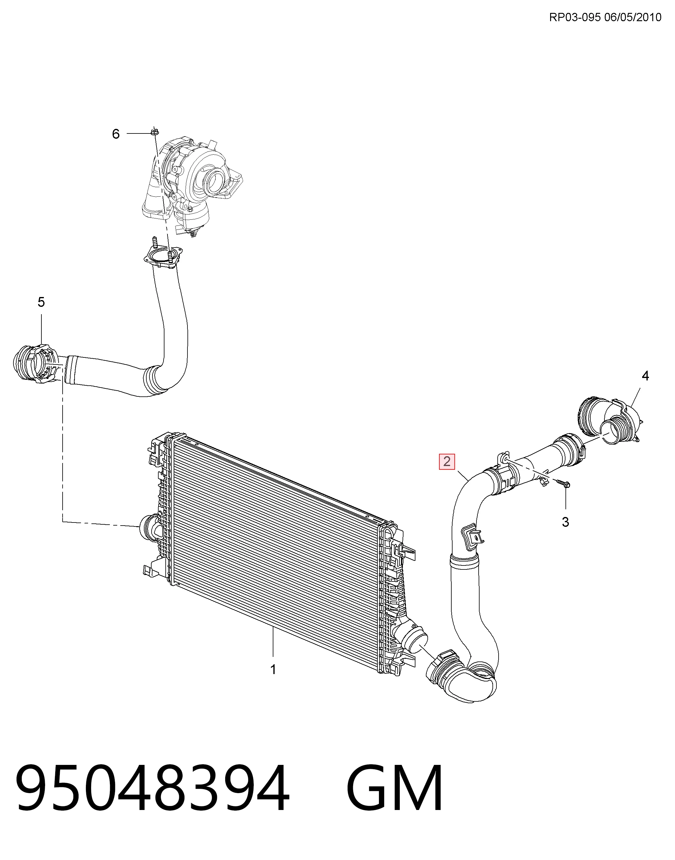 95275281 Opel Mangueira (cano derivado) de intercooler