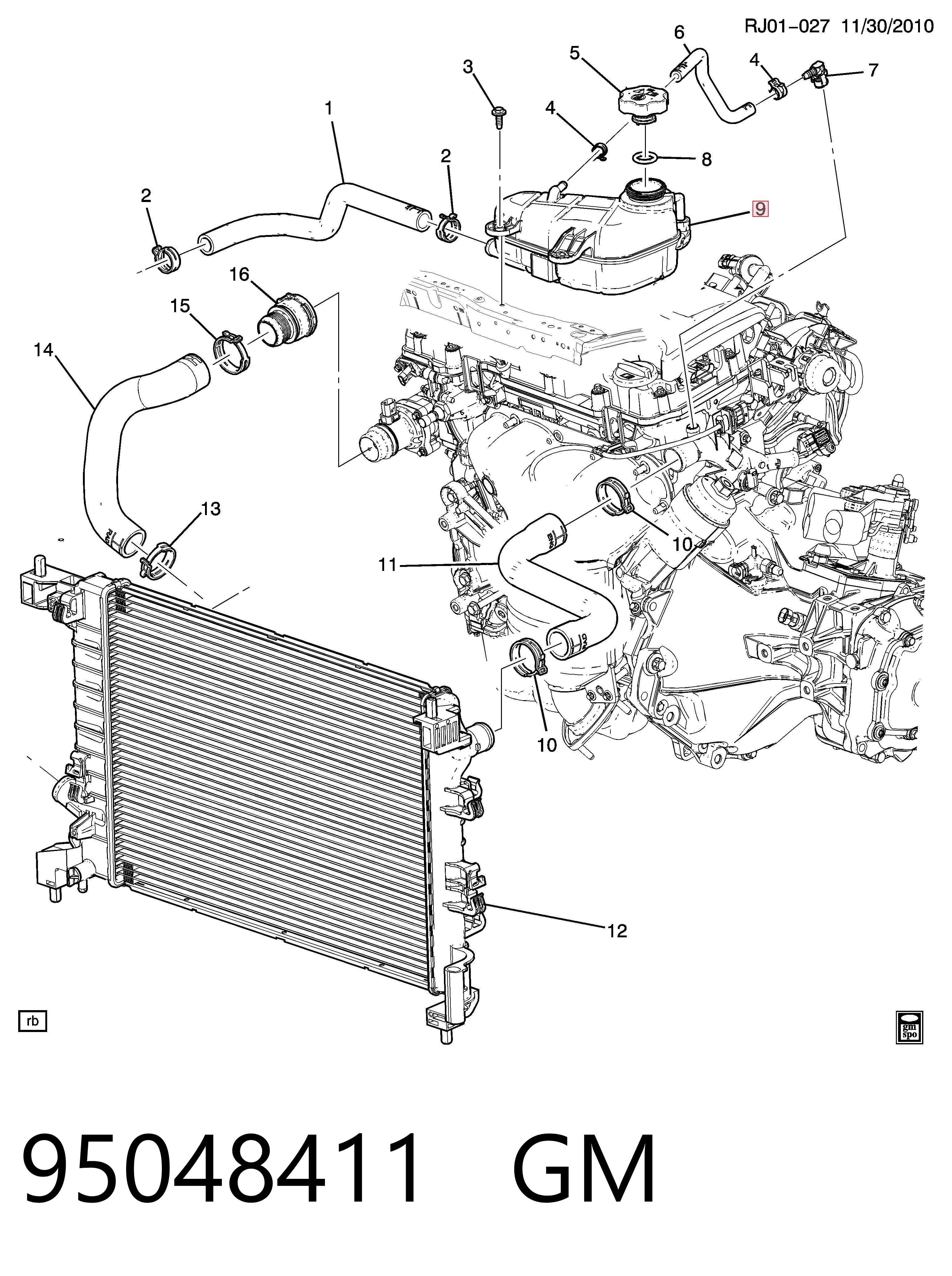 95048411 General Motors Tanque de expansão do sistema de esfriamento