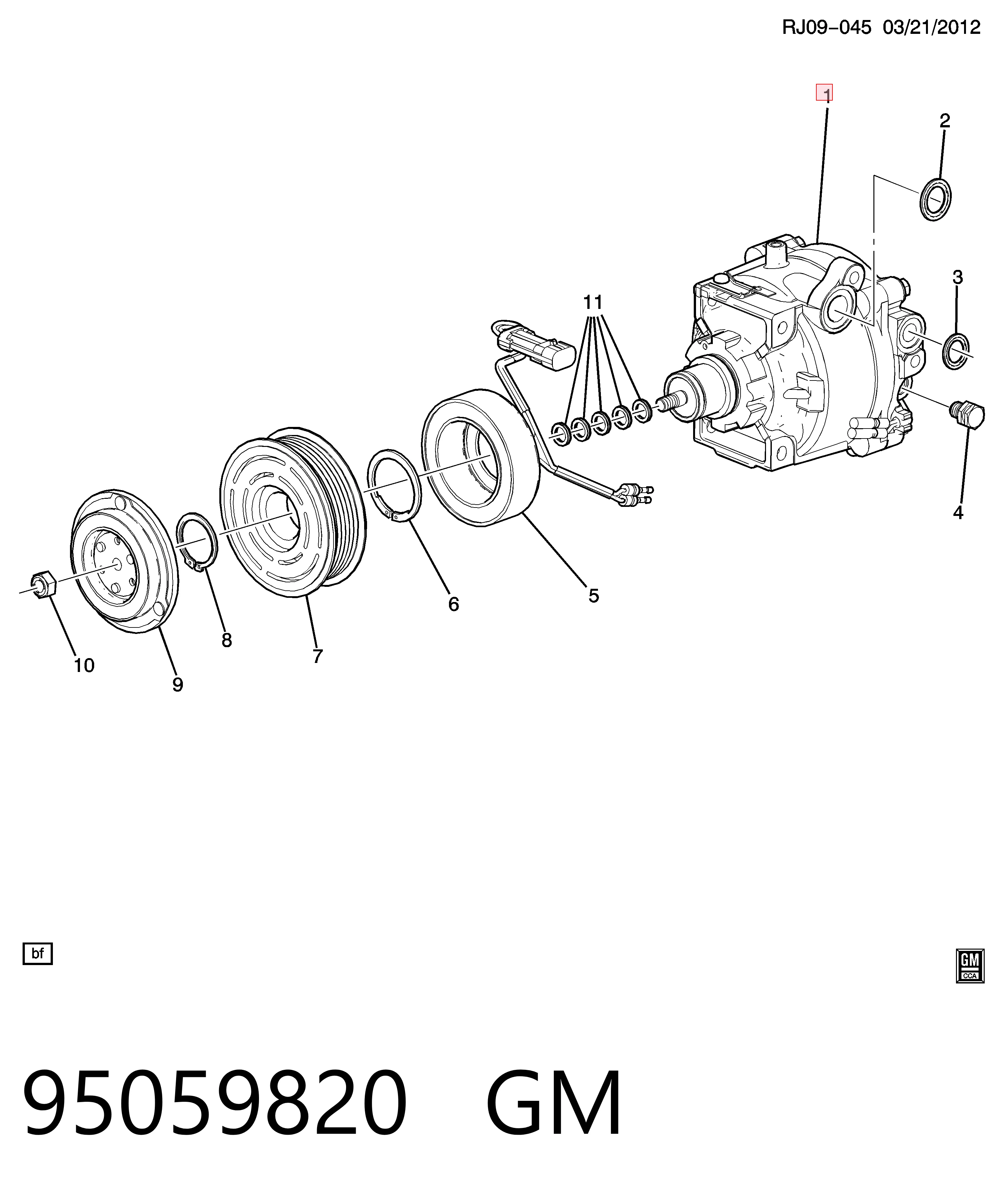 95059820 General Motors Compressor de aparelho de ar condicionado