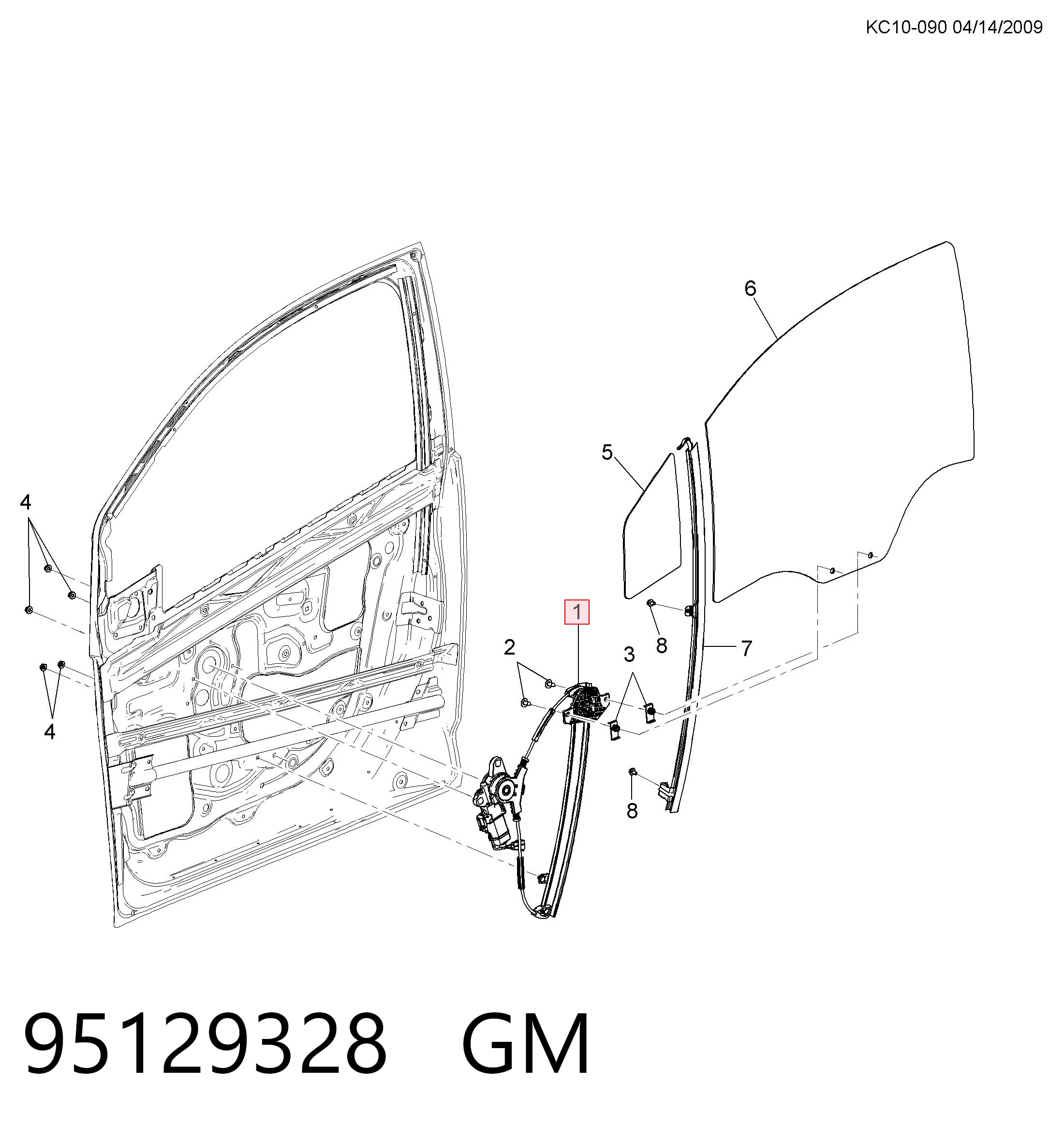 Mecanismo de acionamento de vidro da porta dianteira esquerda Chevrolet Spark (Matiz)  M300