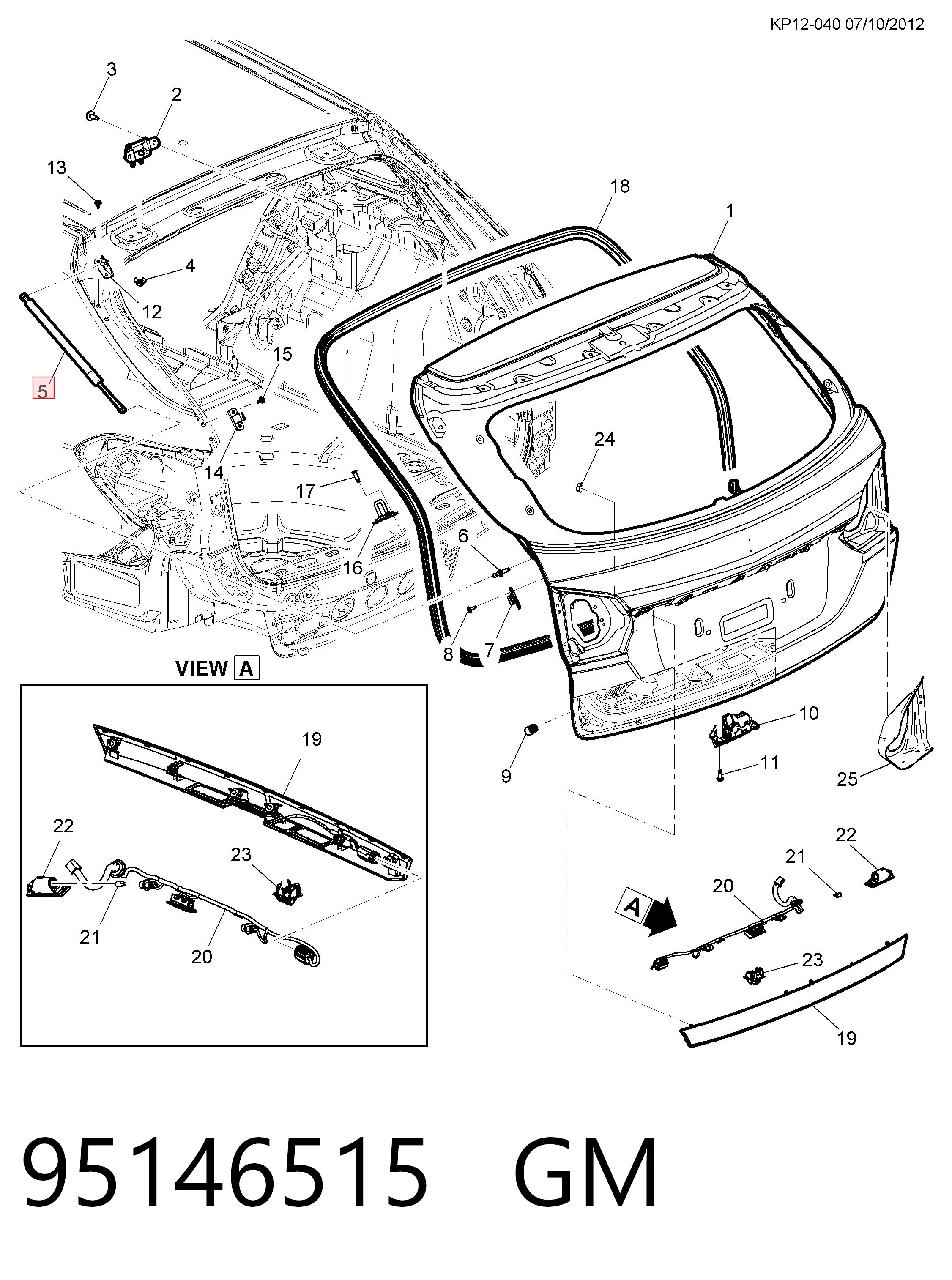 Amortecedor de tampa de porta-malas (de 3ª/5ª porta traseira) Chevrolet Cruze  J300 ao melhor preço