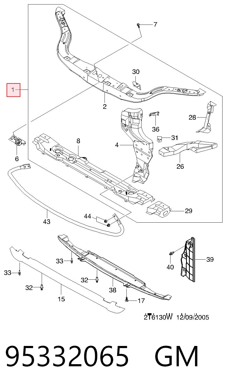 Suporte do radiador montado (painel de montagem de fixação das luzes) para Chevrolet Aveo II T250, T255