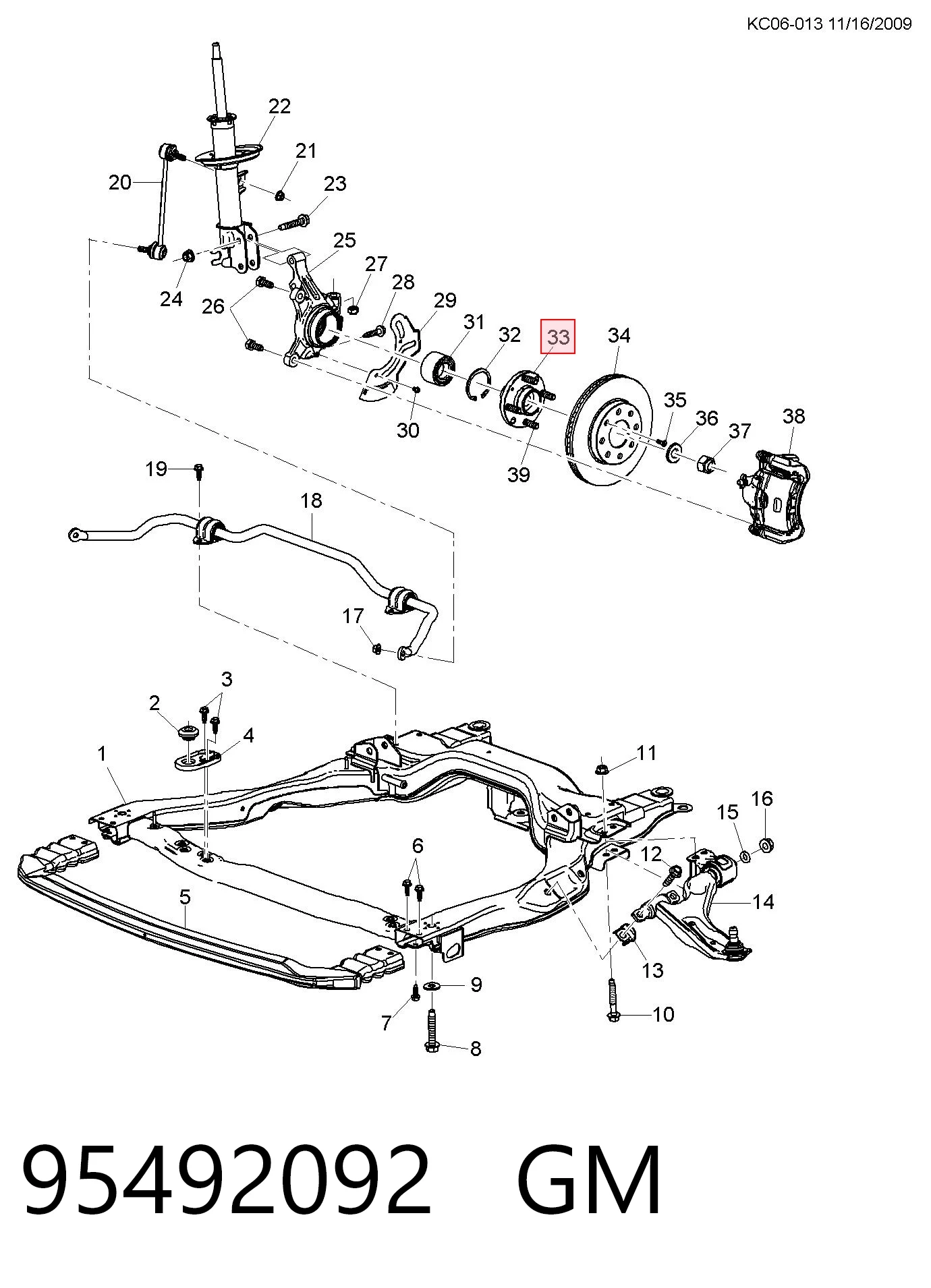 95492092 General Motors Cubo dianteiro