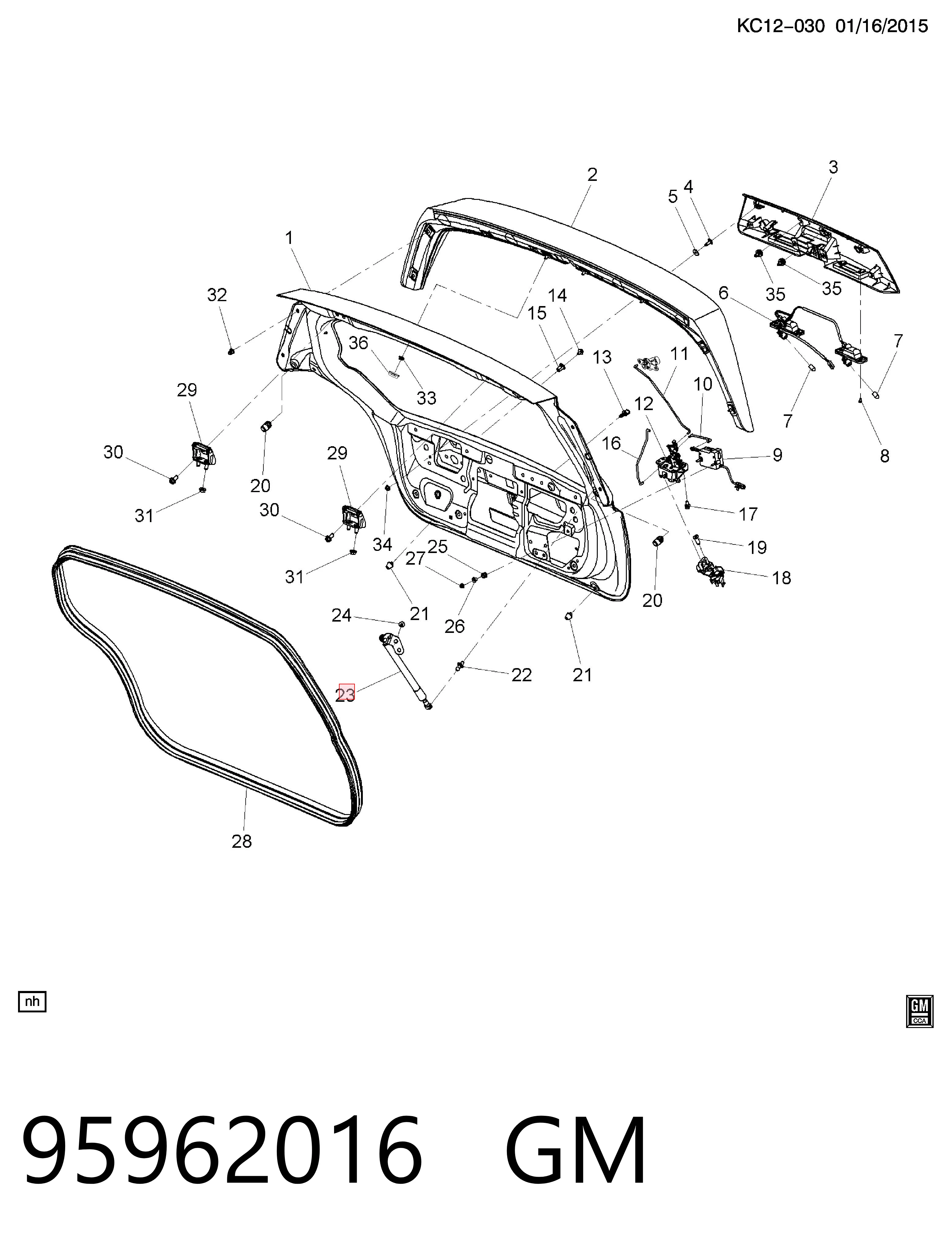 Amortecedor de tampa de porta-malas (de 3ª/5ª porta traseira) Chevrolet Spark (Matiz)  M300 ao melhor preço