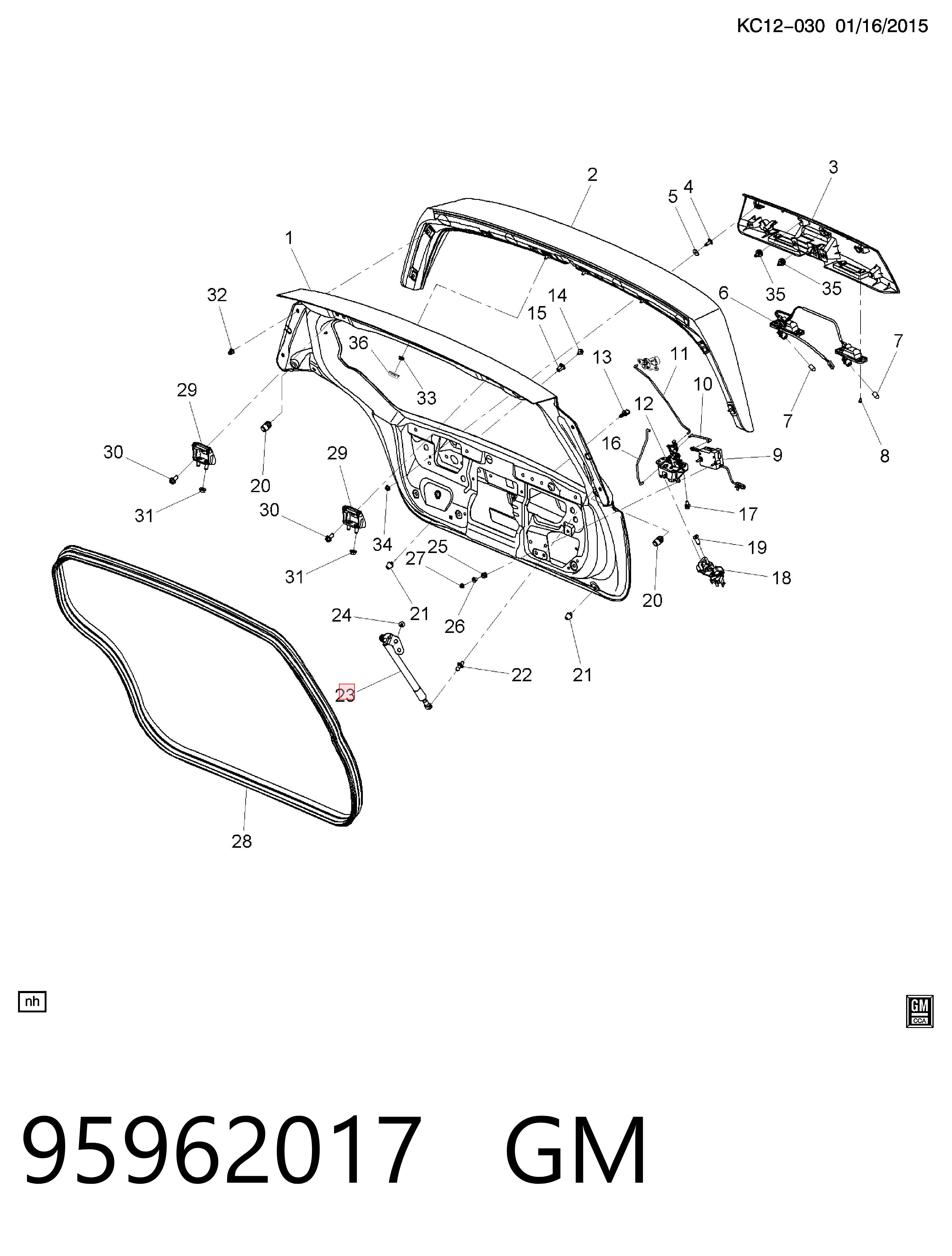 Compre Amortecedor de tampa de porta-malas (de 3ª/5ª porta traseira) Chevrolet Spark (Matiz) 