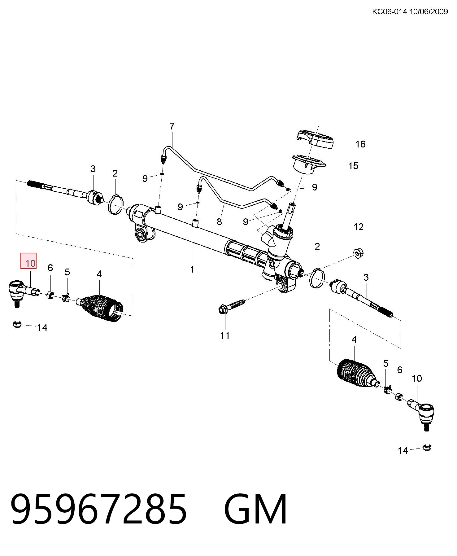 95967285 General Motors Ponta externa da barra de direção