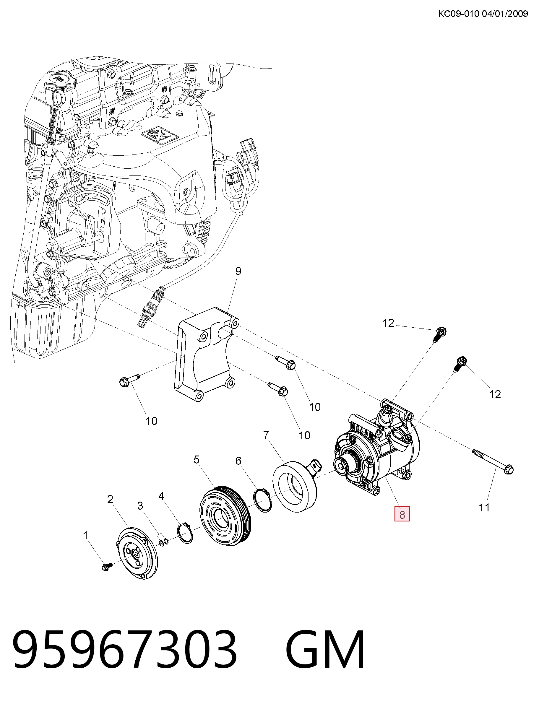 Compressor de aparelho de ar condicionado Chevrolet Spark (Matiz)  M300
