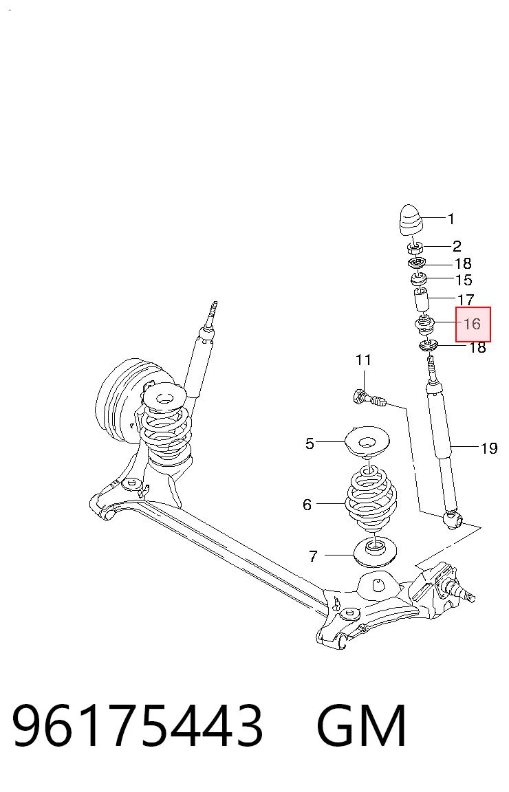 436931 Nissan/Infiniti Bucha da haste de amortecedor traseiro