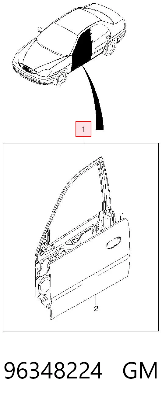 Porta dianteira esquerda para Daewoo Nubira I J10, J15