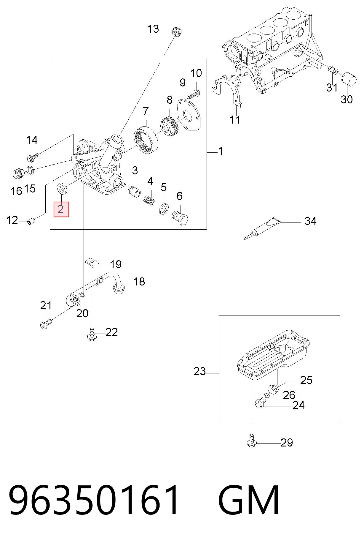 96350161 General Motors Vedação dianteira de cambota de motor