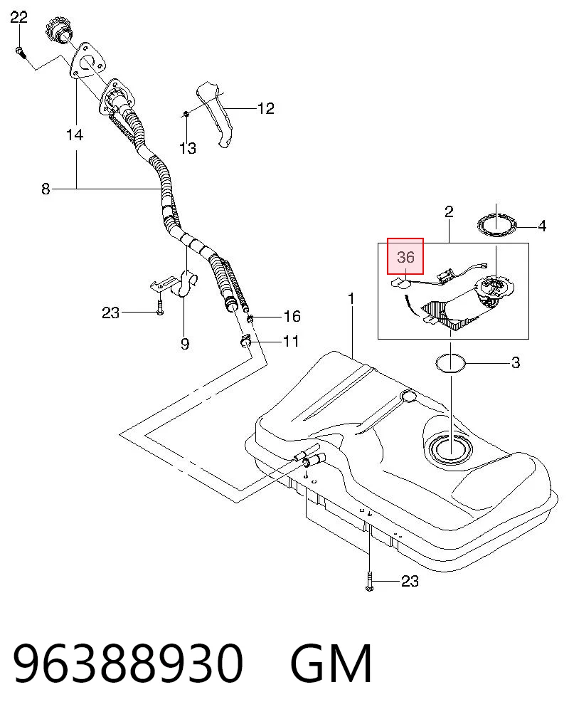 Sensor do nível de combustível no tanque para Daewoo Lanos KLAT