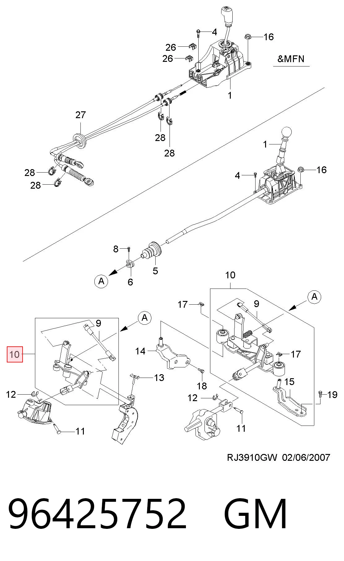Mecanismo de mudança (ligação) para Chevrolet Lacetti  J200