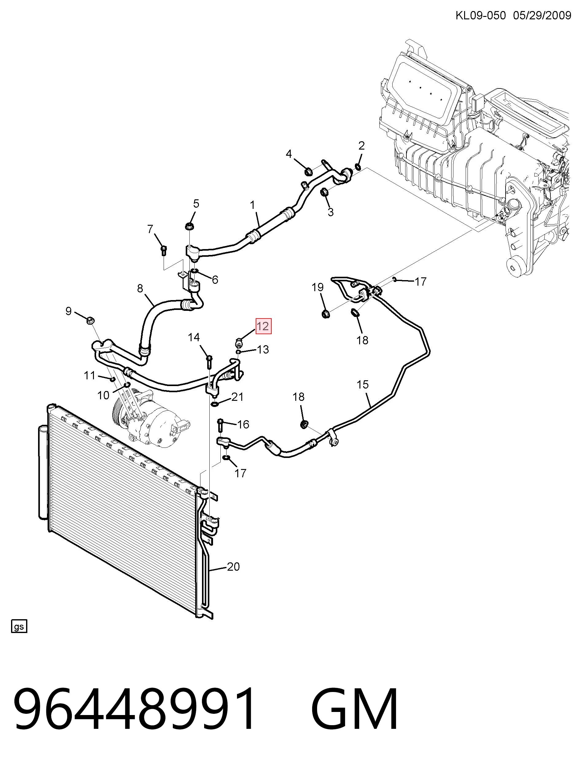 96448991 General Motors Sensor de pressão absoluta de aparelho de ar condicionado