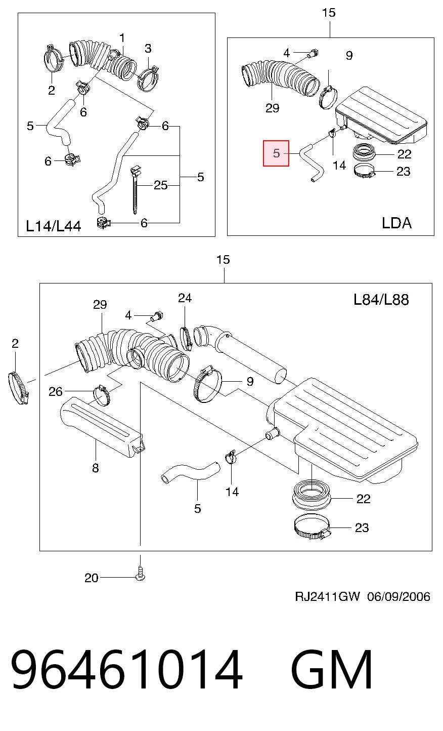 Cano derivado de ventilação de cárter (de separador de óleo) Chevrolet Lacetti J200 ao melhor preço