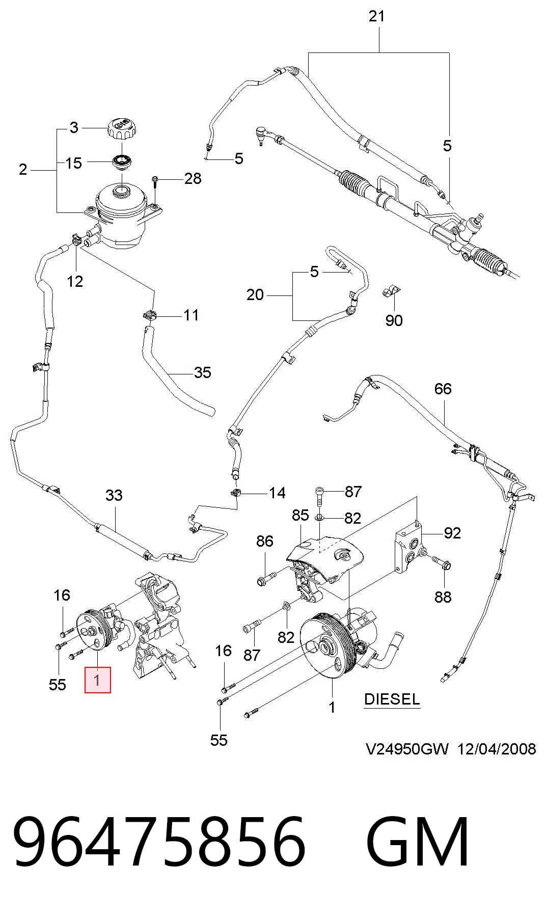  Bomba da Direção hidrâulica assistida Chevrolet Epica II sedan (V250) (2006 - 2011) II