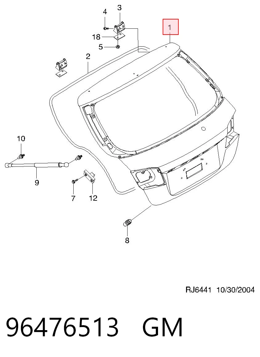 Porta traseira (3ª/5ª porta-malas (tampa de alcapão) para Chevrolet Lacetti  J200