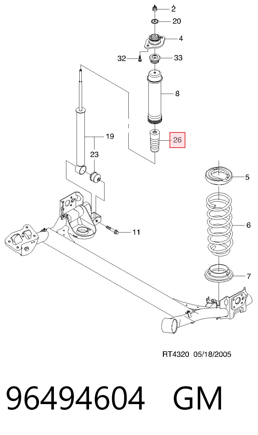 Pára-choque (grade de proteção) de amortecedor traseiro Hyundai/Kia 96494604 preço, a partir de 4,22 USD