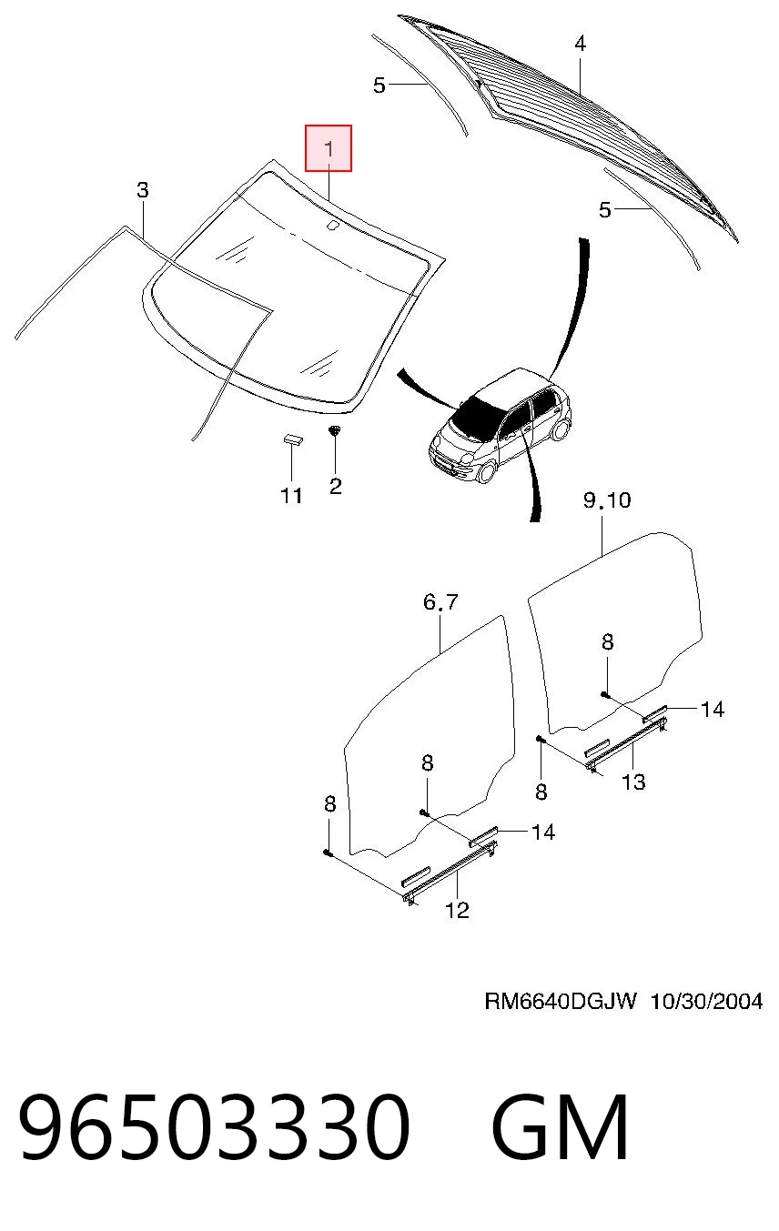 Pára-brisas para Daewoo Matiz  KLYA