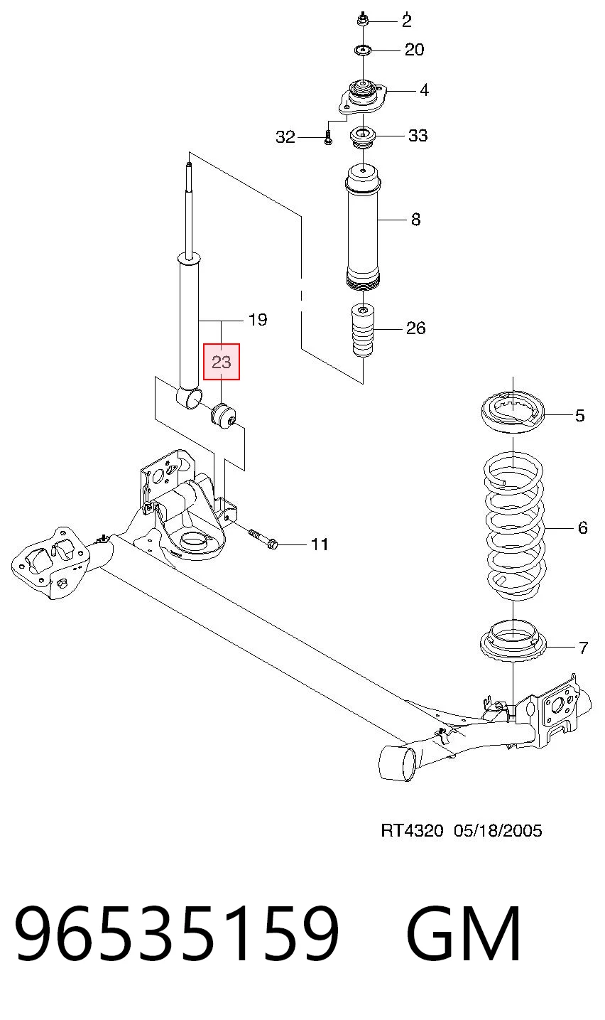 Bloco silencioso de amortecedor traseiro para Chevrolet Aveo T250, T255