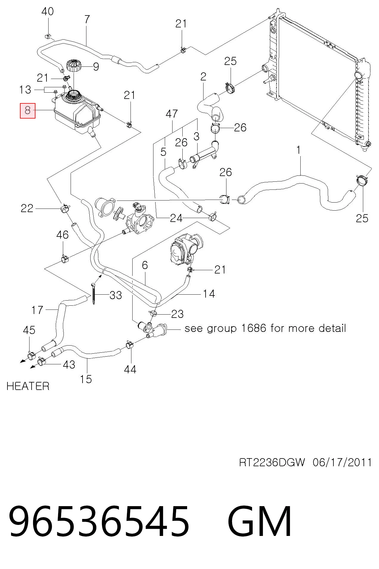 Tanque de expansão do sistema de esfriamento Hyundai/Kia 96817343