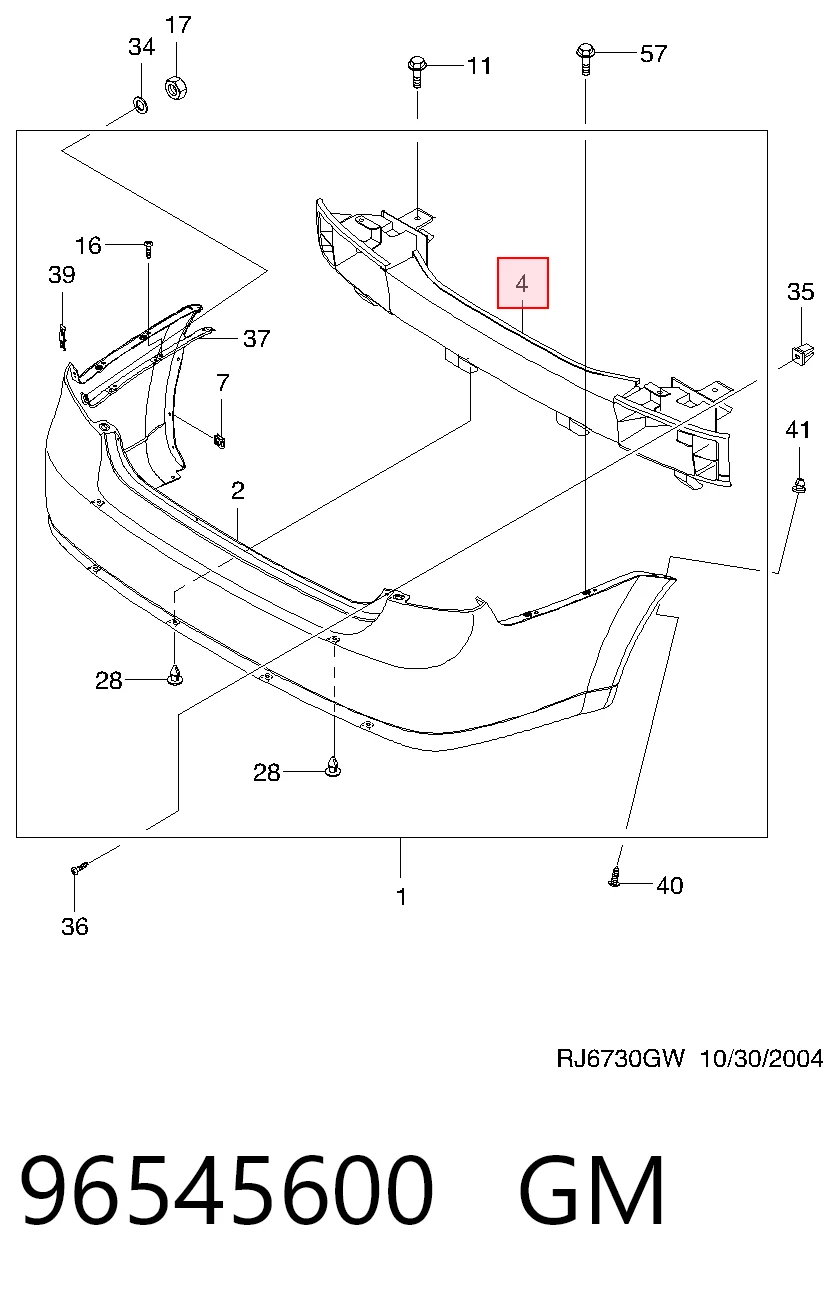 Reforçador do pára-choque traseiro para Chevrolet Lacetti  J200