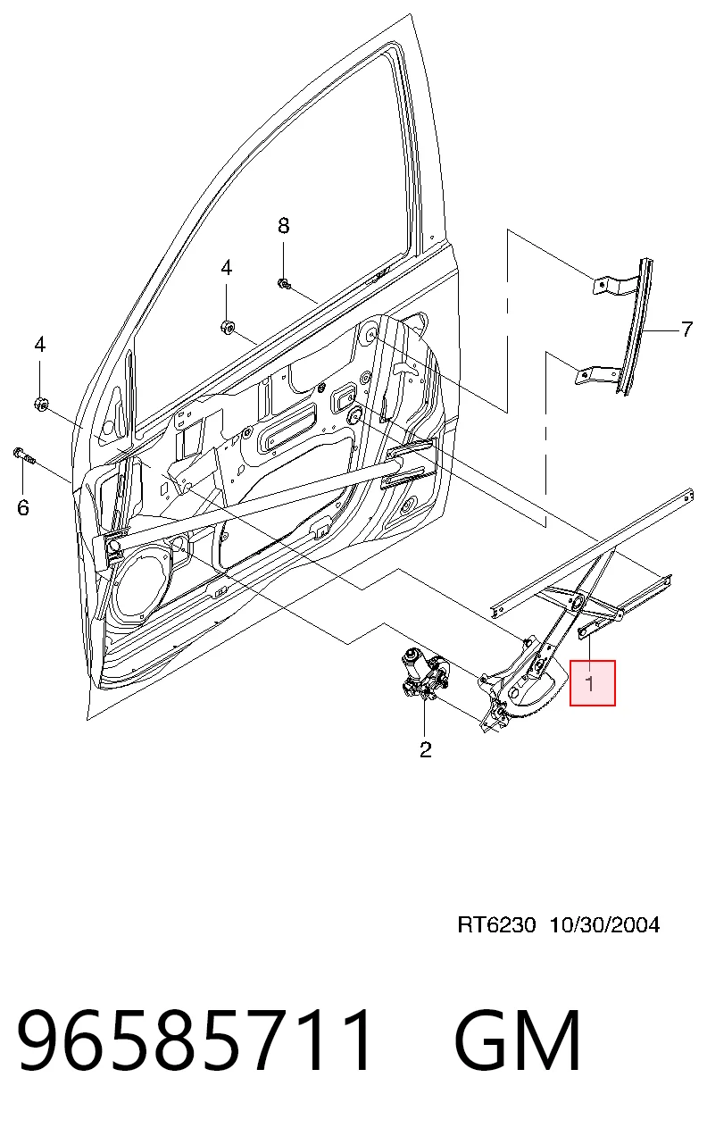 Mecanismo de acionamento de vidro da porta dianteira esquerda para Chevrolet Aveo II T250, T255