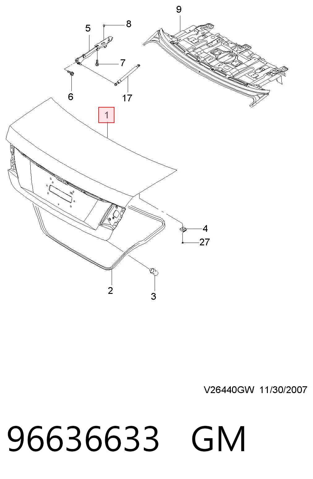Tampa de porta-malas para Chevrolet Epica II V250