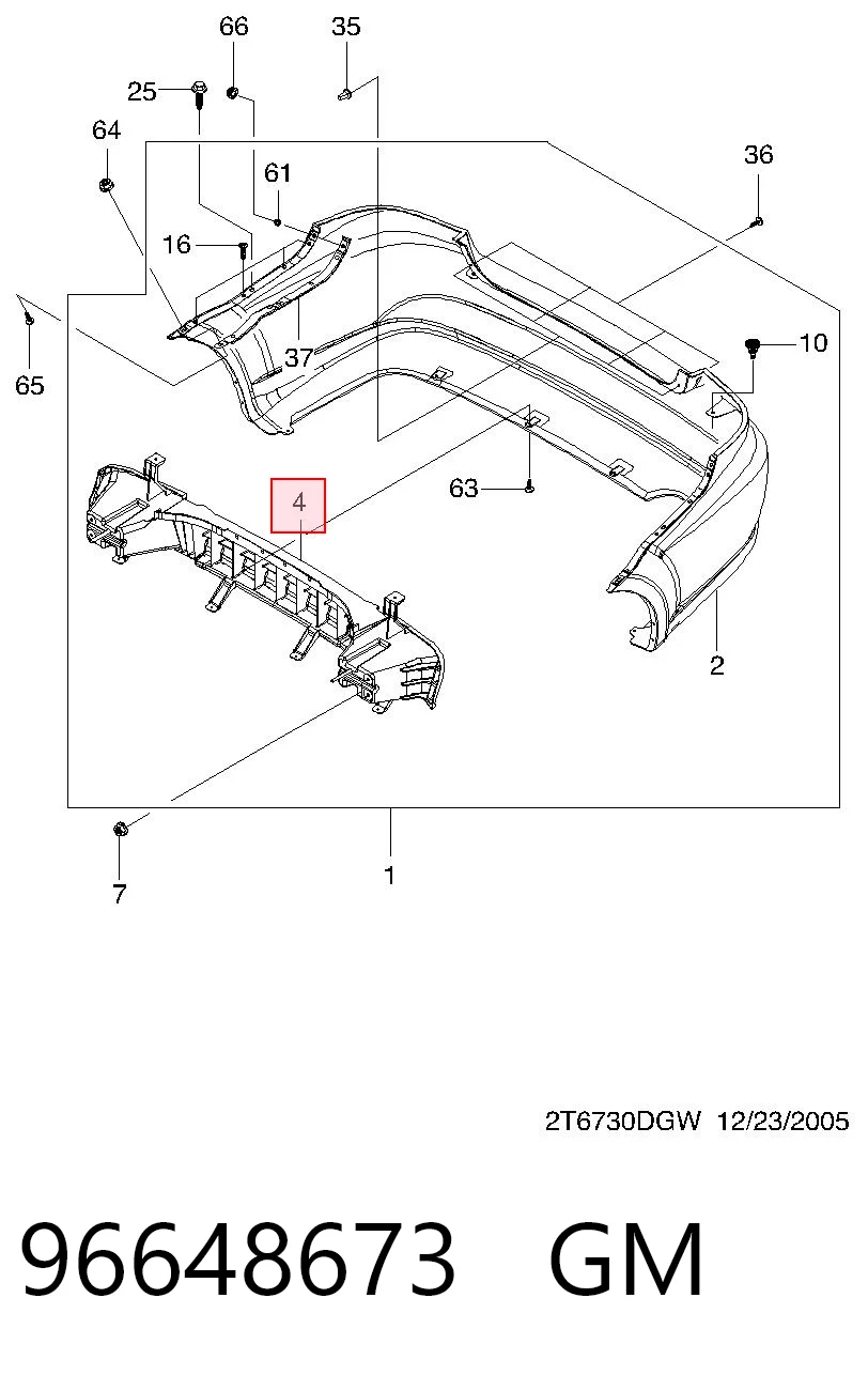 Reforçador do pára-choque traseiro Chevrolet Aveo II T250, T255